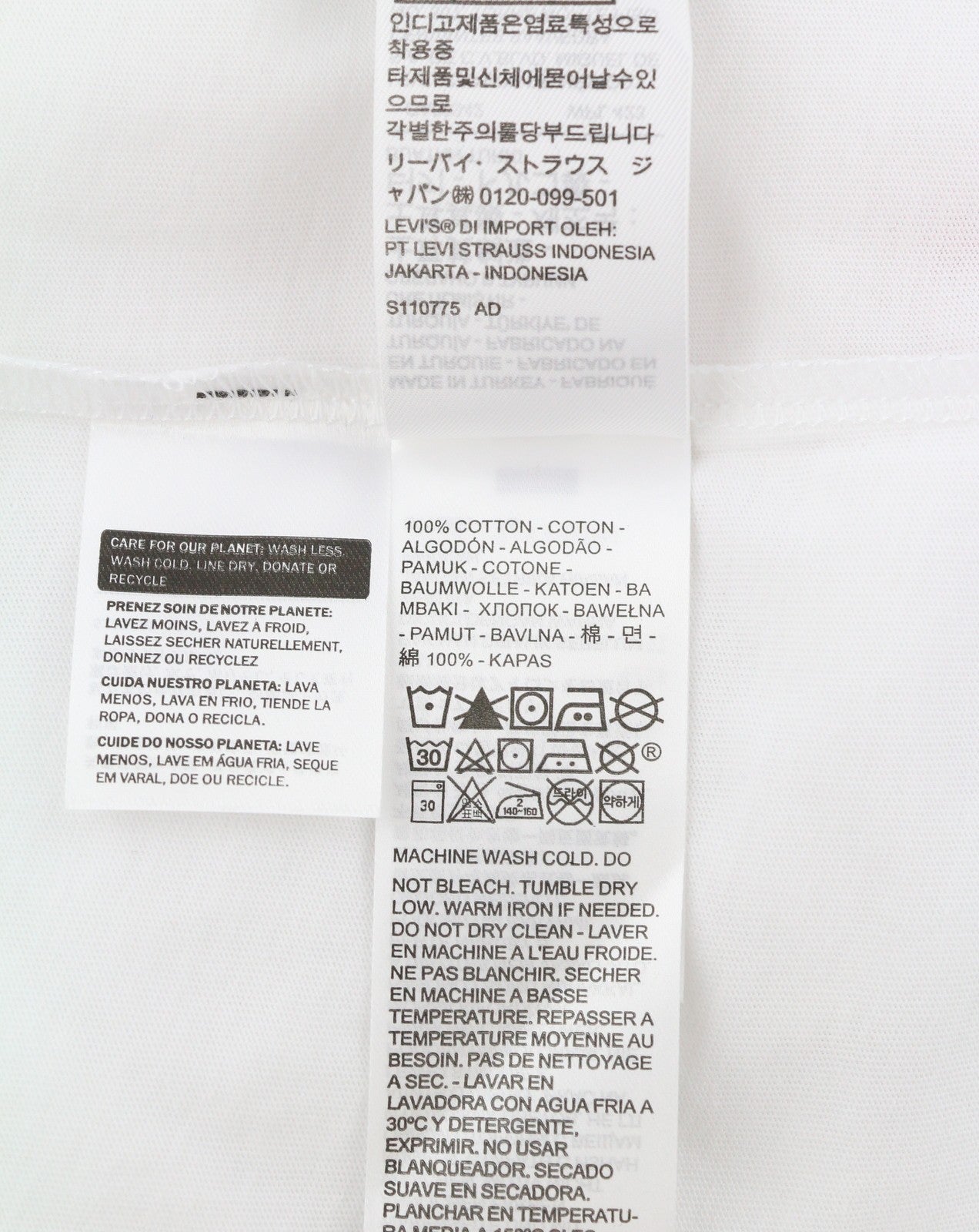 LEVI'S Relaxed Men T-Shirt XS White Cotton Logo Crew Neck Short Sleeve