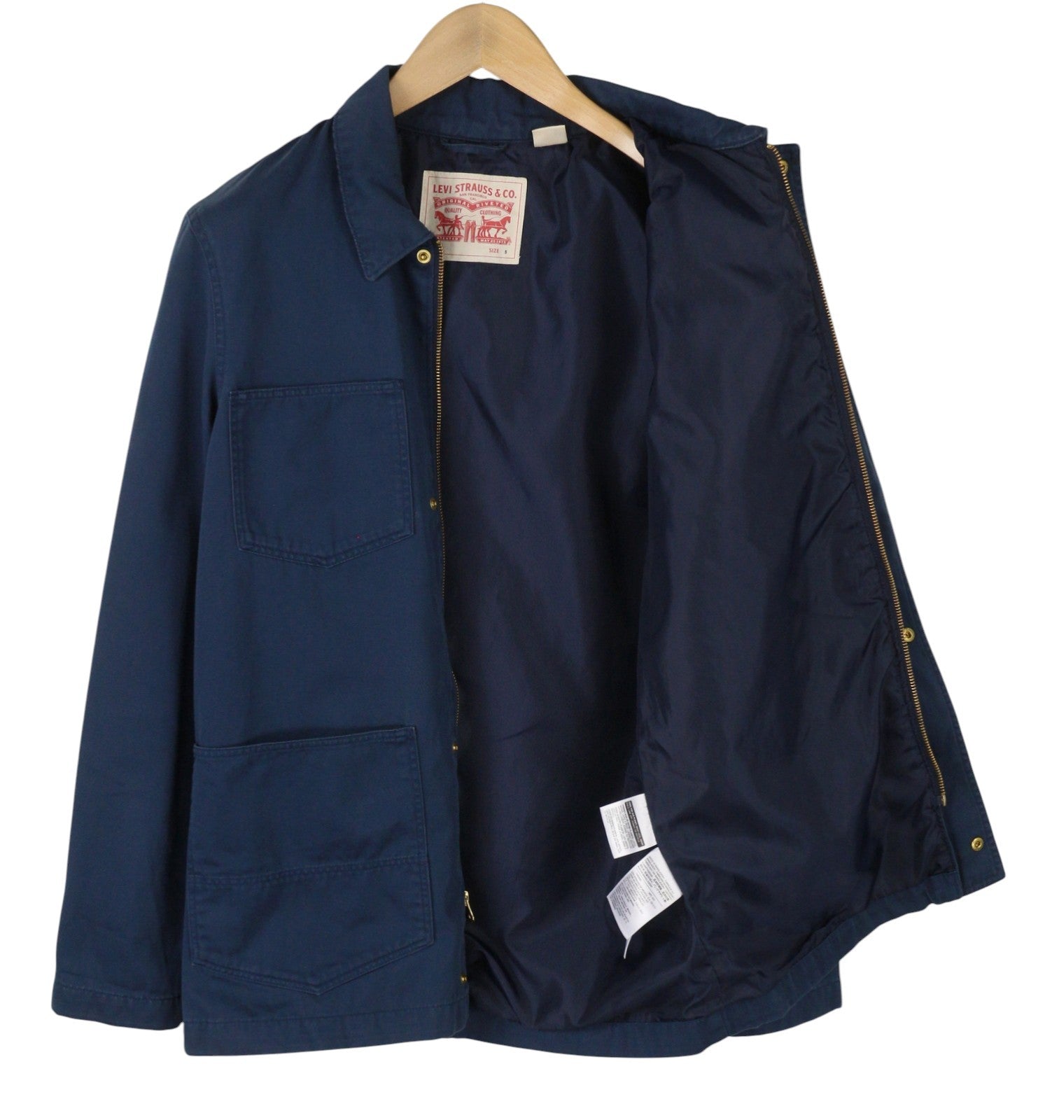 LEVI'S Men Jacket S Dark Blue Patch Pocket Spread Full Zip Lightweight