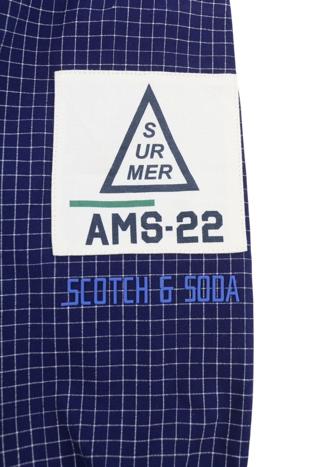 SCOTCH & SODA Men Jacket M Blue Plaid Pattern Hooded Full Zip Lightweight