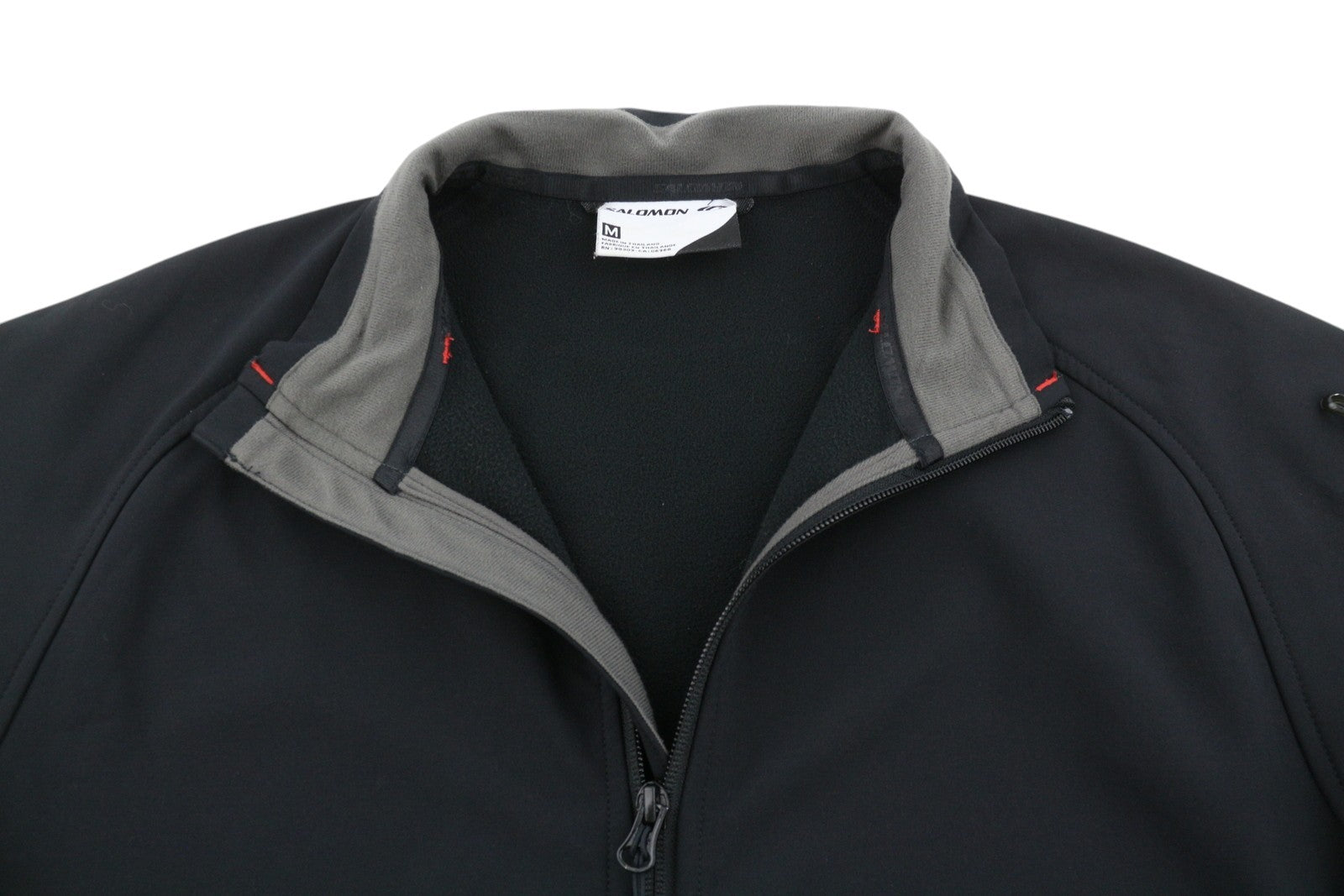 SALOMON Men Jacket M Black Clima Wind High Neck Fleece Lined Lightweight