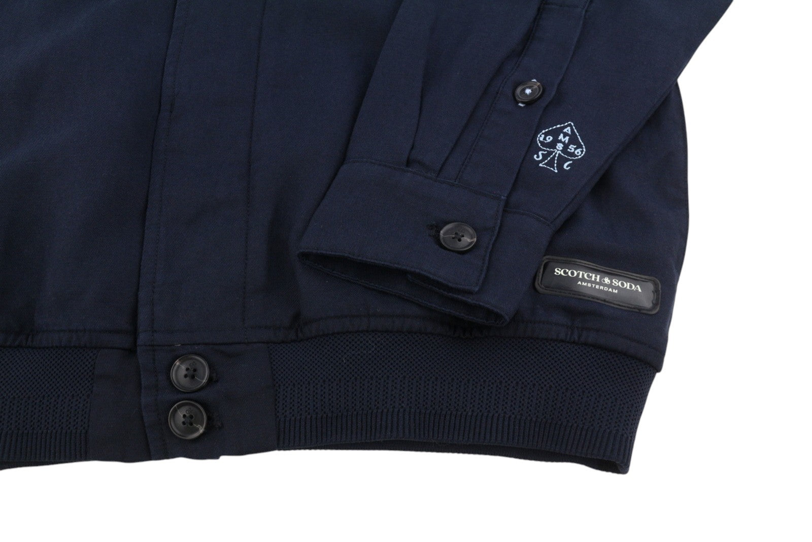 SCOTCH & SODA Men Jacket L Dark Blue Hidden Button Up Lightweight Bomber