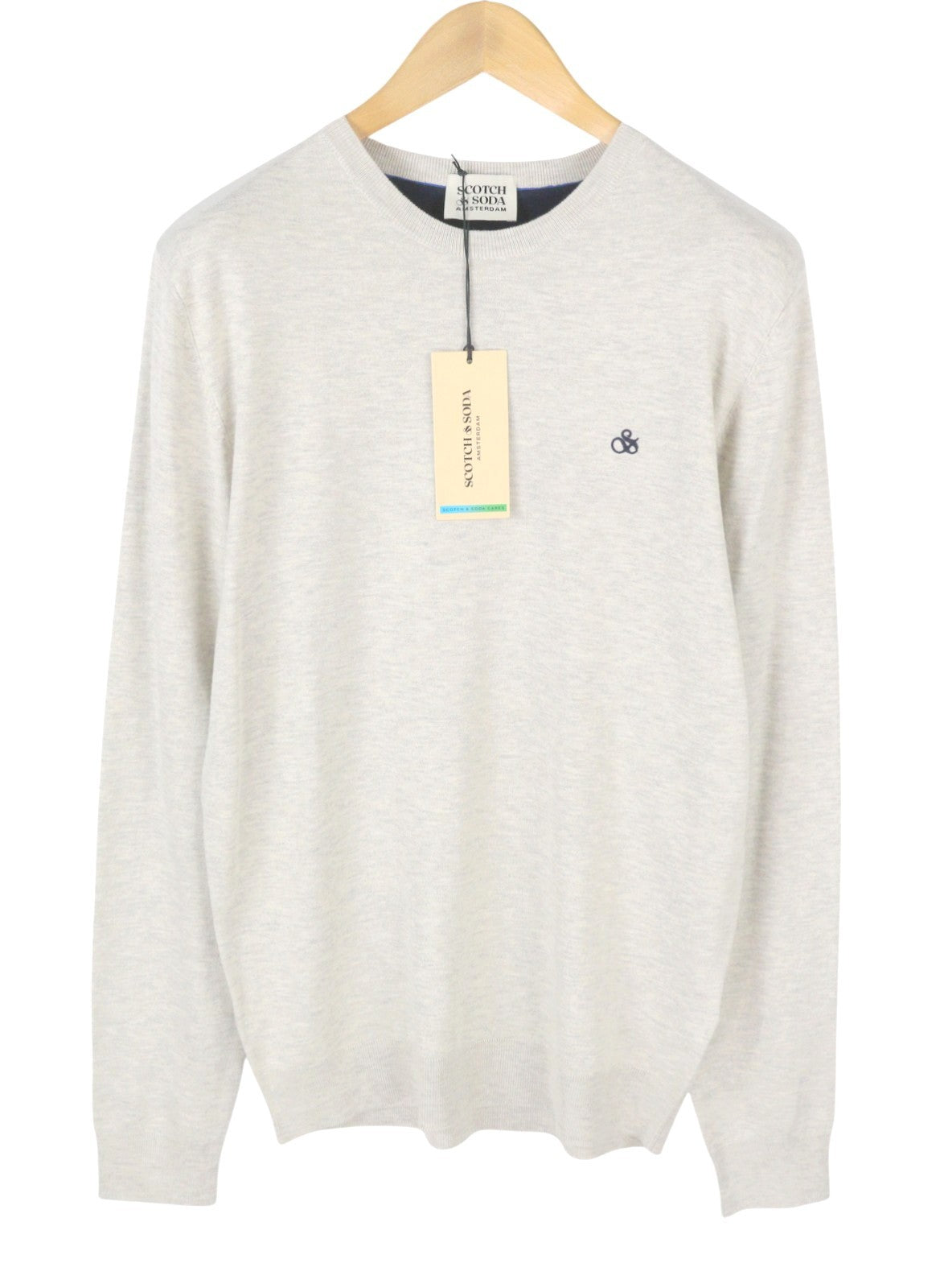 SCOTCH & SODA Men Jumper M Light Grey Melange Kit Crew Neck Pull On