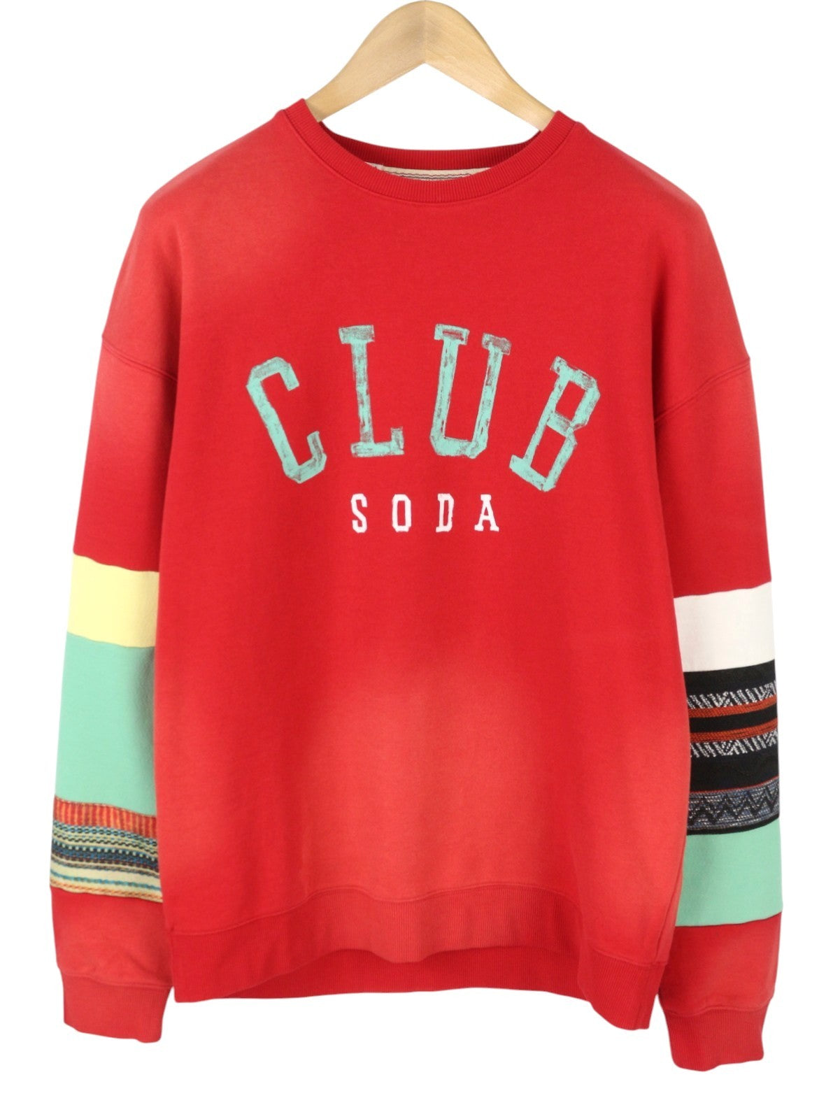 SCOTCH & SODA Men Sweatshirt L Red Applique Faded Oversized Crew Neck Pull On