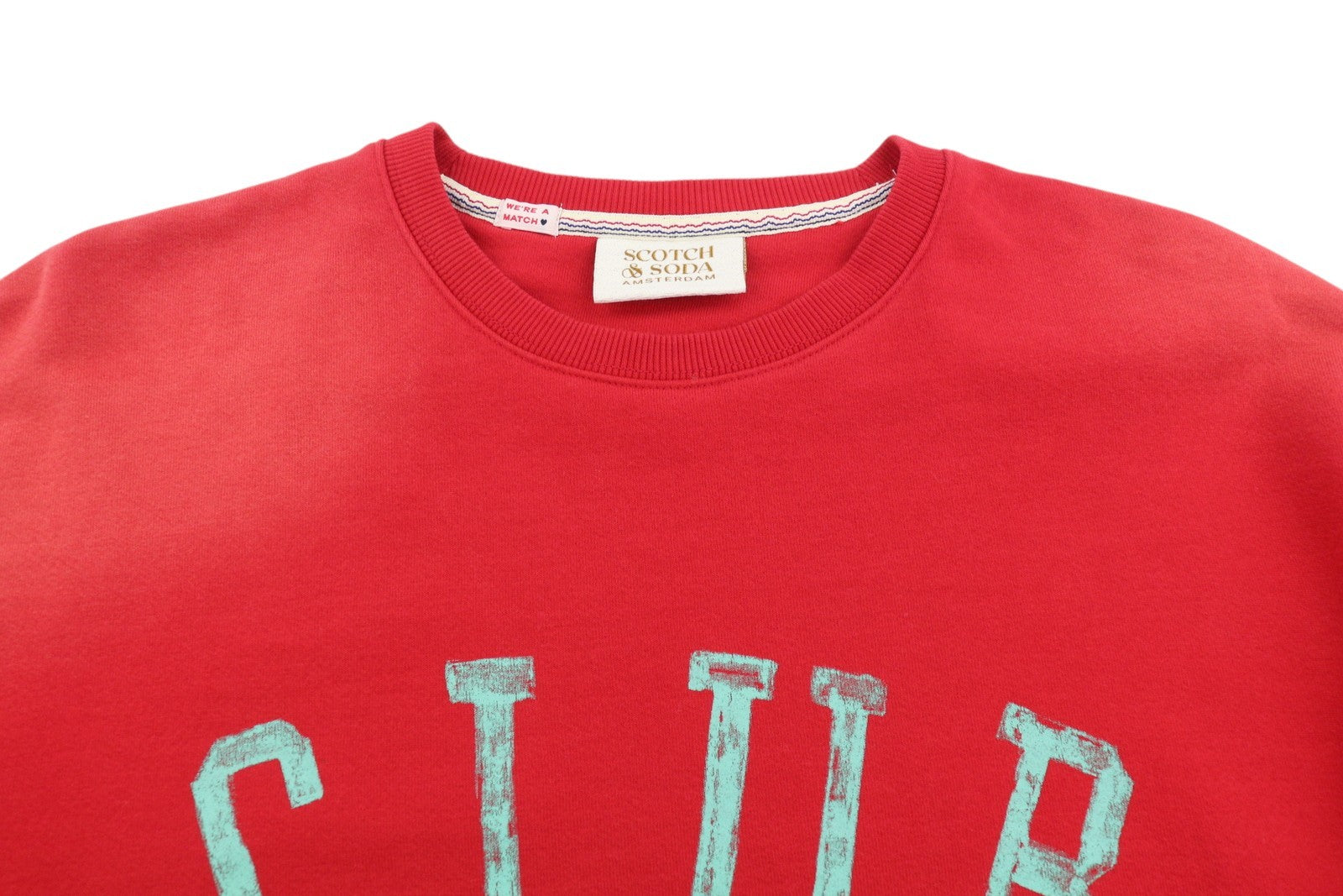 SCOTCH & SODA Men Sweatshirt L Red Applique Faded Oversized Crew Neck Pull On