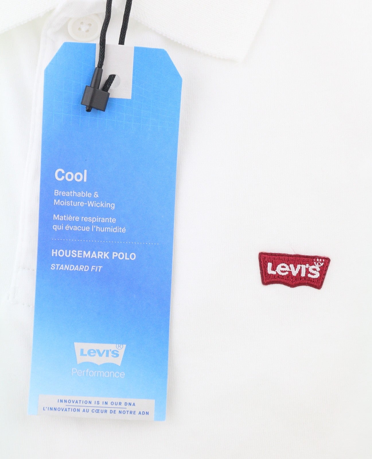 LEVI'S Standard Fit Men Polo XS White Cotton Logo Short Sleeve
