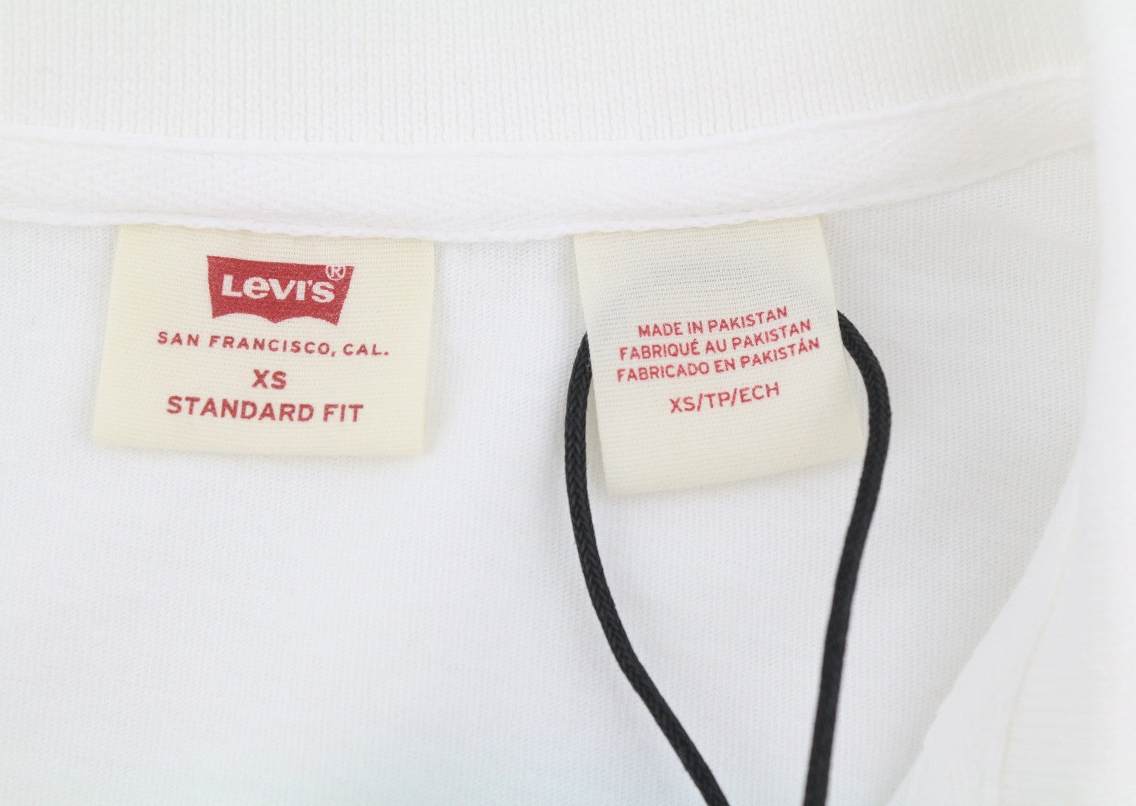 LEVI'S Standard Fit Men Polo XS White Cotton Logo Short Sleeve