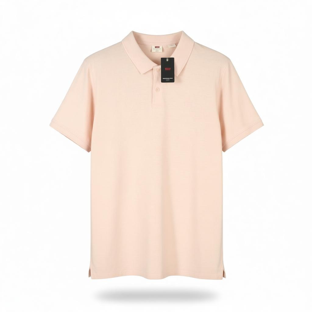 LEVI'S Slim Fit Men Polo L Light Pink Cotton Casual Short Sleeve