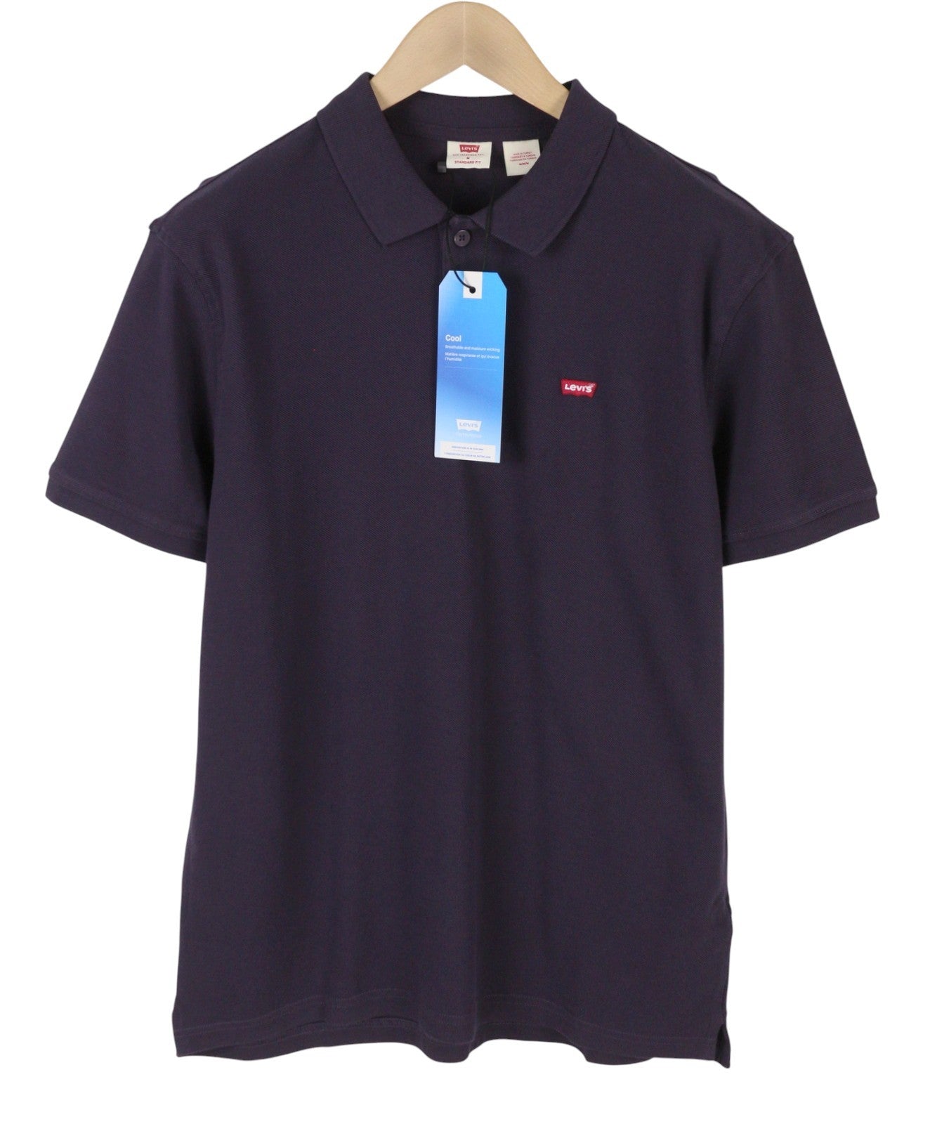 LEVI'S Standard Fit Men Polo XL Purple Cotton Logo Short Sleeve