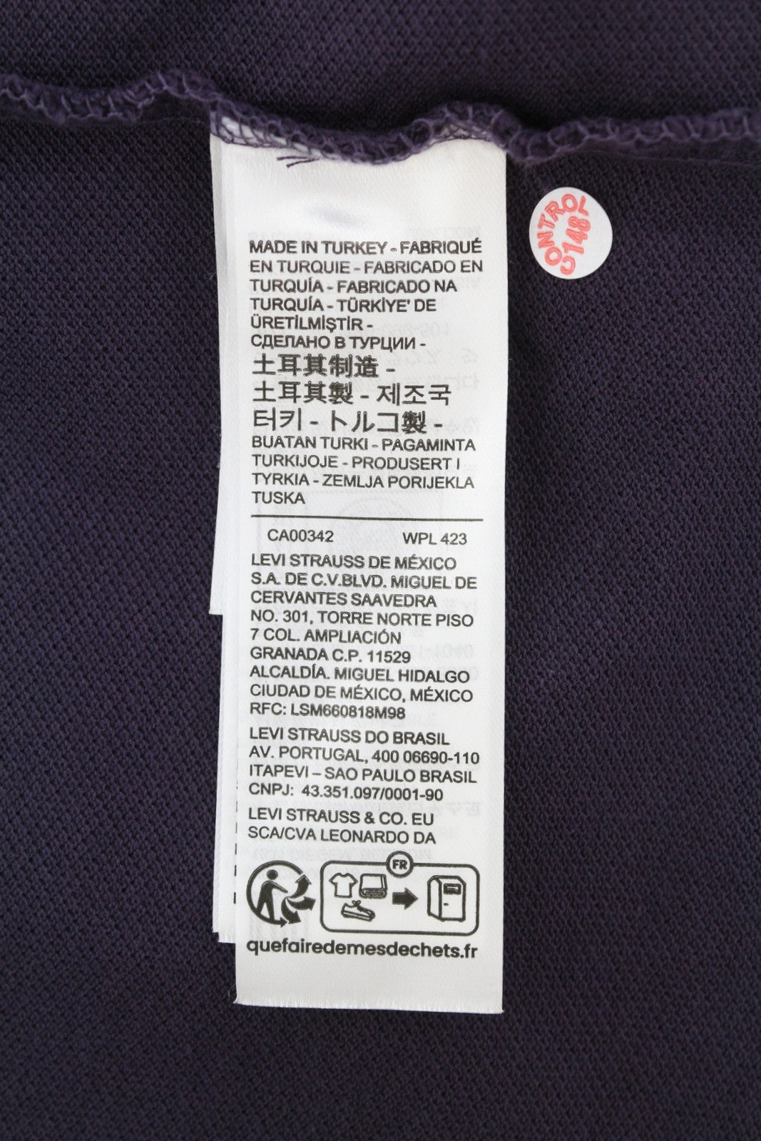 LEVI'S Standard Fit Men Polo XL Purple Cotton Logo Short Sleeve