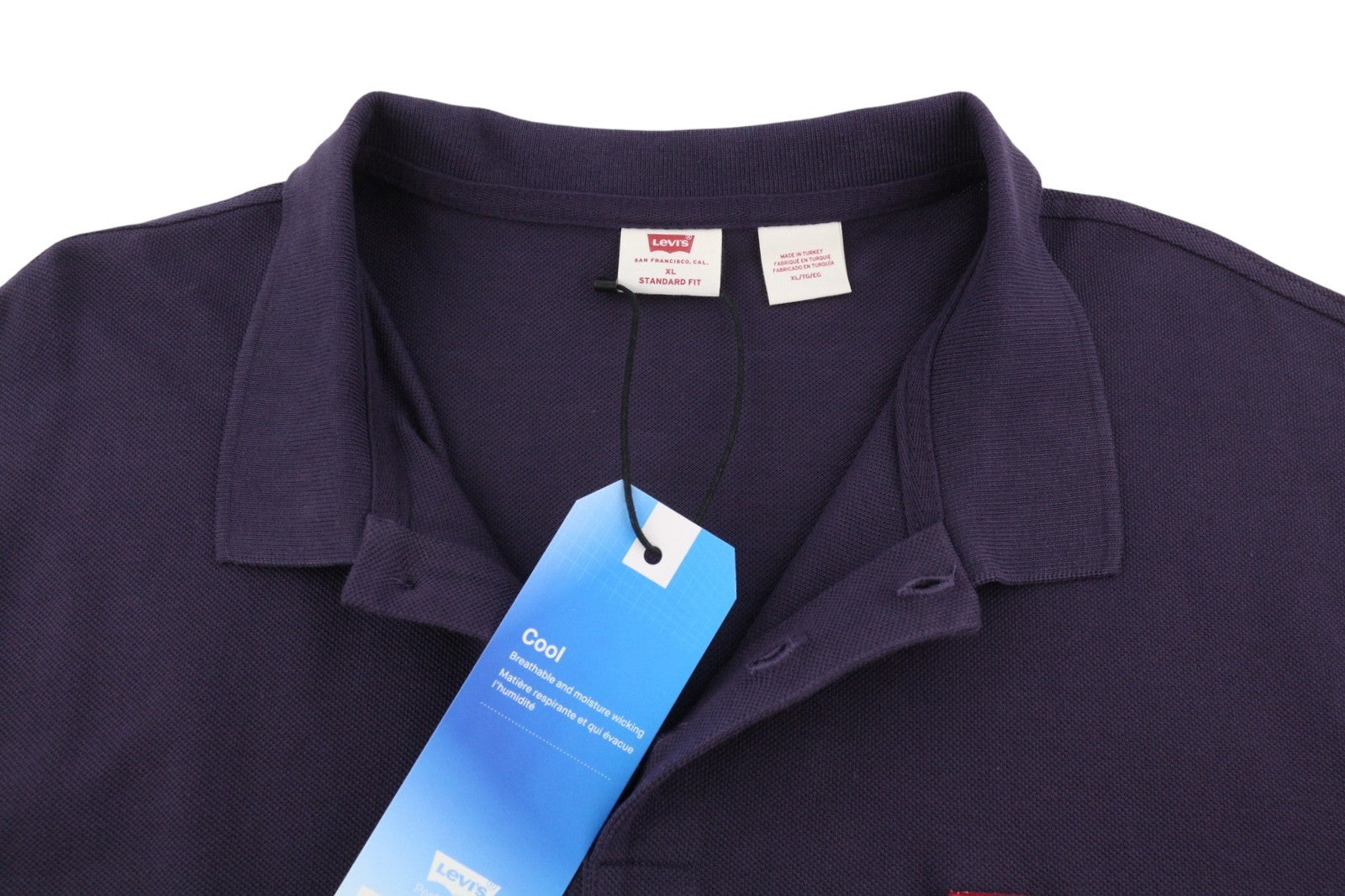 LEVI'S Standard Fit Men Polo XL Purple Cotton Logo Short Sleeve