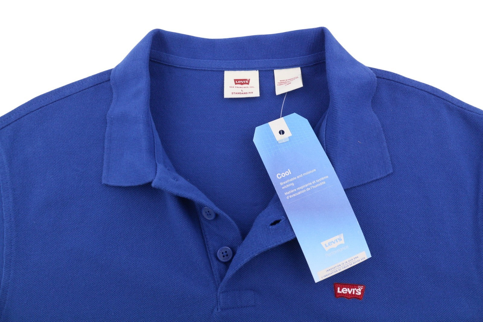 LEVI'S Standard Fit Men Polo L Blue Cotton Logo Short Sleeve