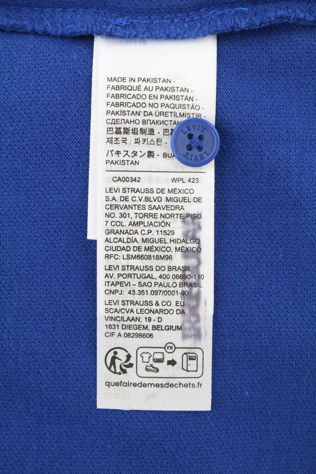 LEVI'S Standard Fit Men Polo L Blue Cotton Logo Short Sleeve