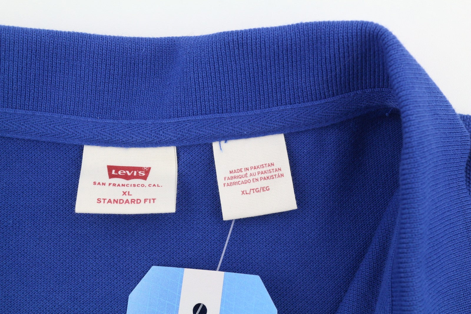 LEVI'S Standard Fit Men Polo XL Blue Cotton Logo Short Sleeve