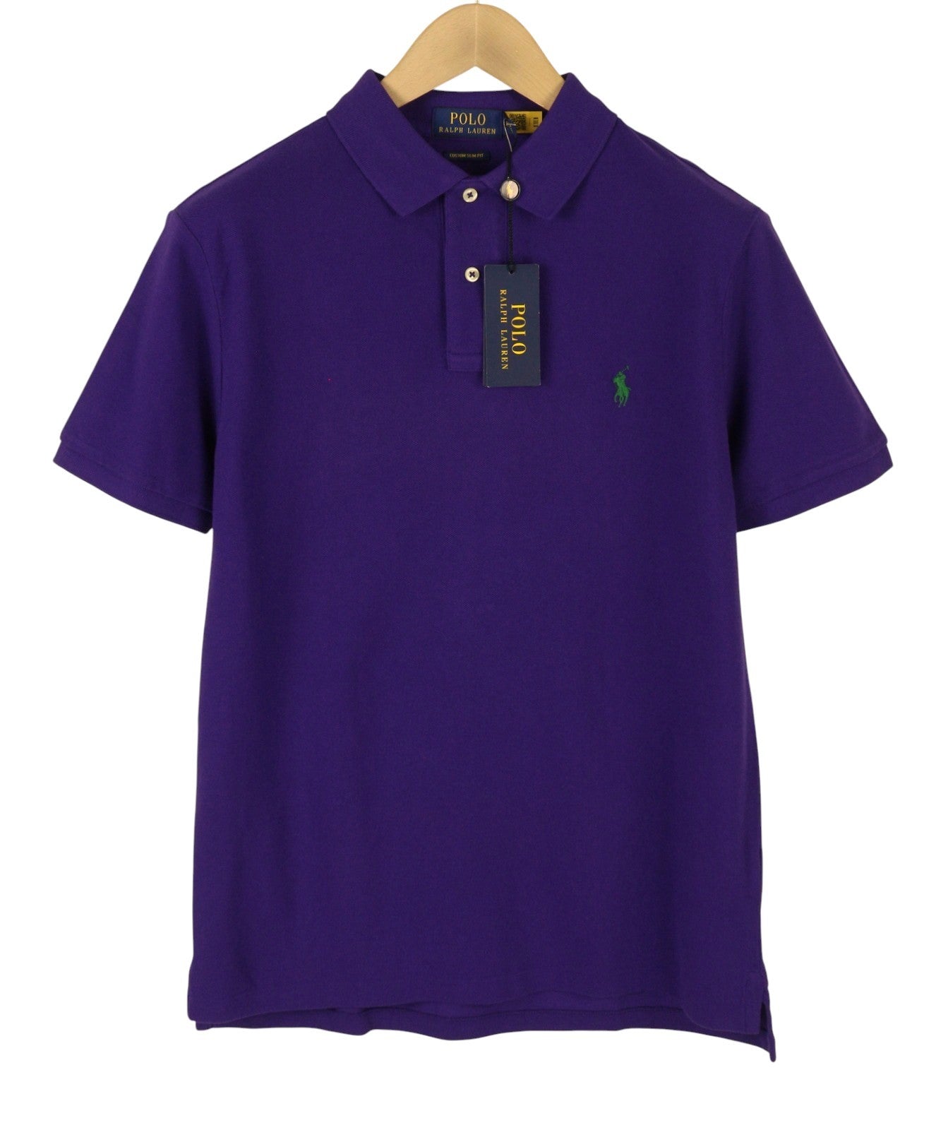 RALPH LAUREN Custom Slim Fit Men Polo M Purple Cotton Logo Short Sleeve