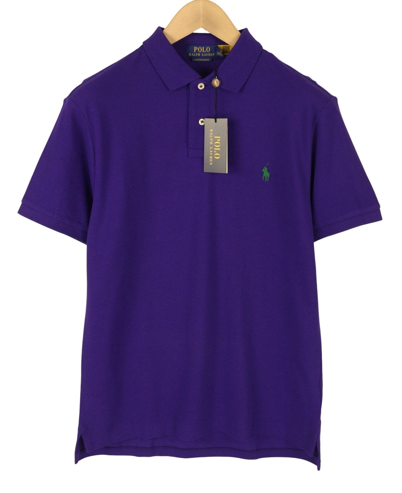 RALPH LAUREN Custom Slim Fit Men Polo M Purple Cotton Pony Logo Short Sleeve