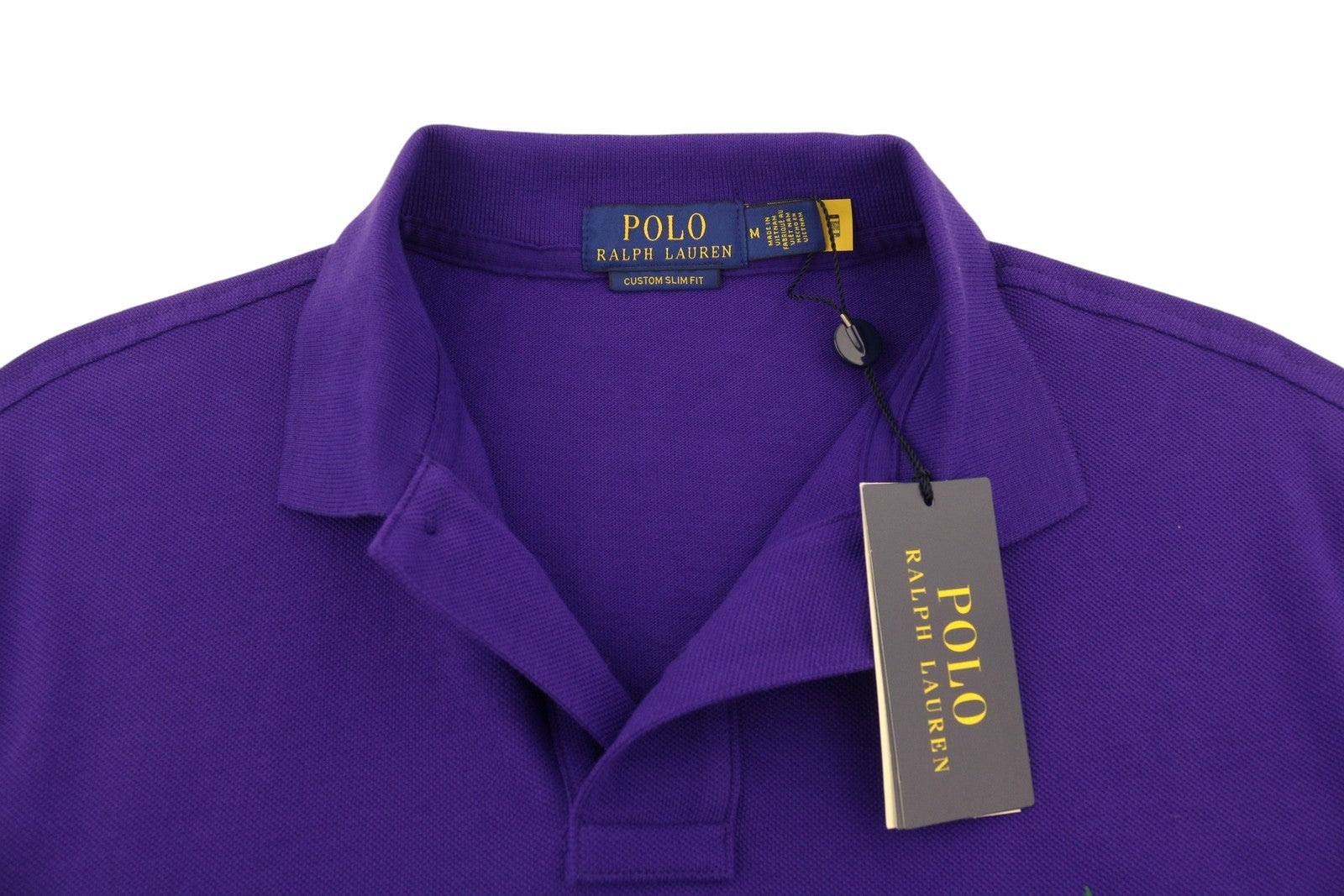 RALPH LAUREN Custom Slim Fit Men Polo M Purple Cotton Pony Logo Short Sleeve