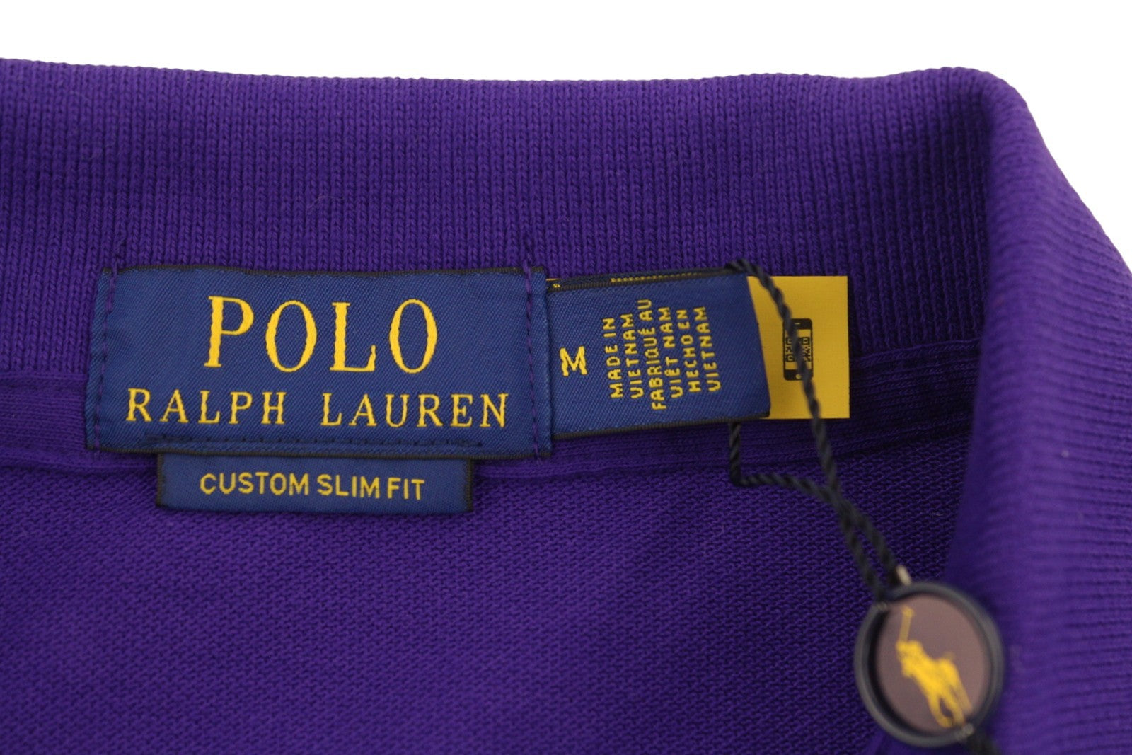 RALPH LAUREN Custom Slim Fit Men Polo M Purple Cotton Pony Logo Short Sleeve
