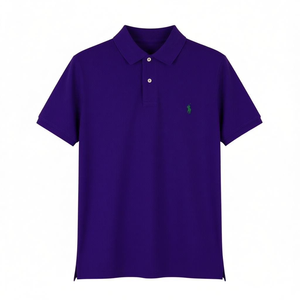 RALPH LAUREN Custom Slim Fit Men Polo 2XL Purple Cotton Logo Short Sleeve