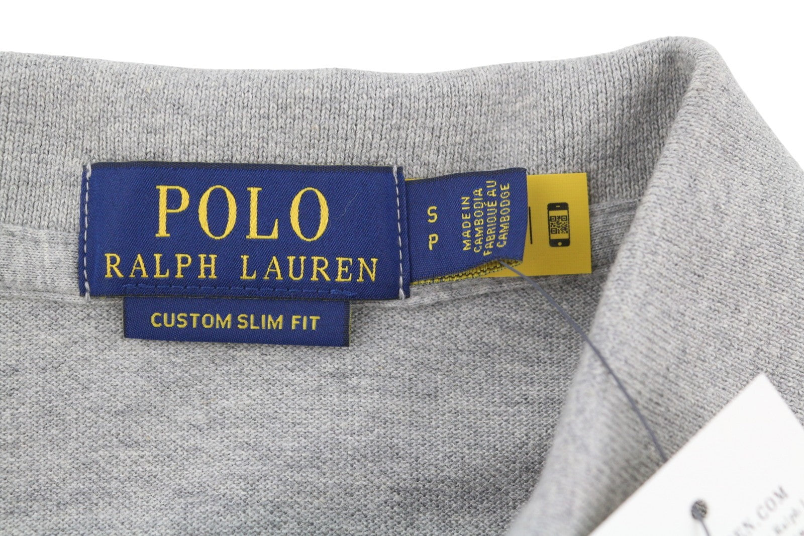 RALPH LAUREN Custom Slim Fit Men Polo S Grey Melange Cotton Short Sleeve