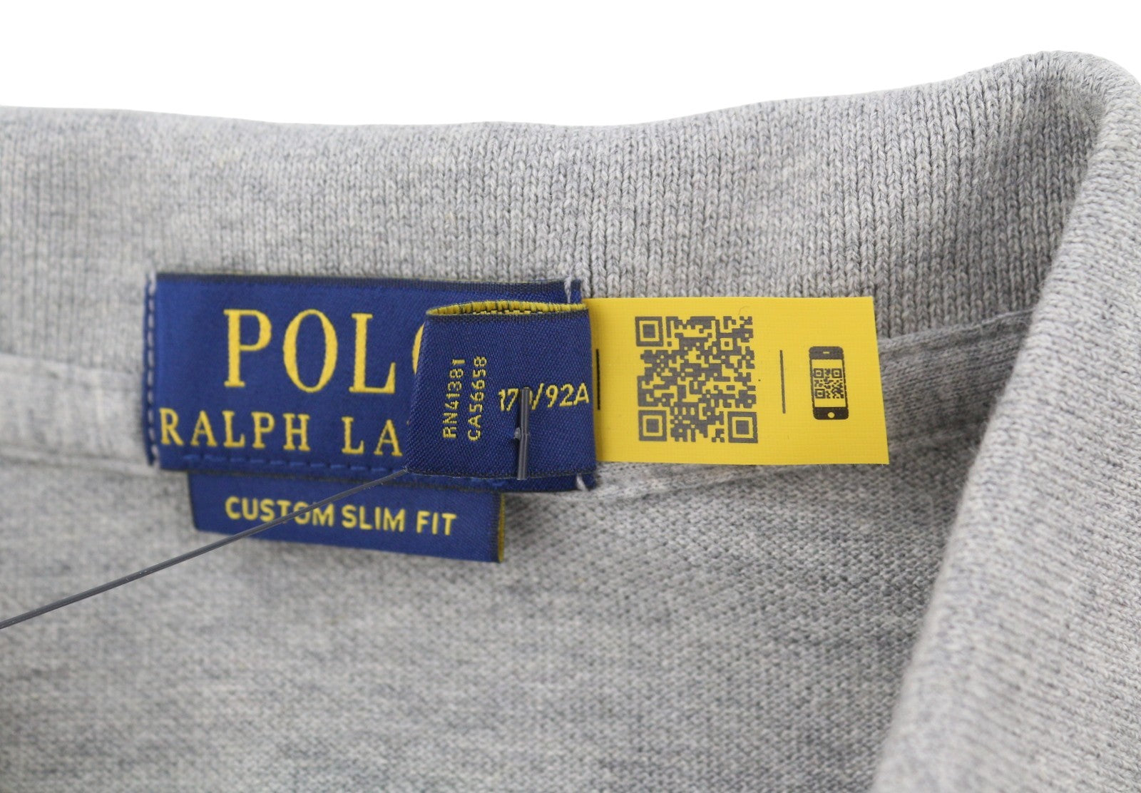 RALPH LAUREN Custom Slim Fit Men Polo S Grey Melange Cotton Short Sleeve