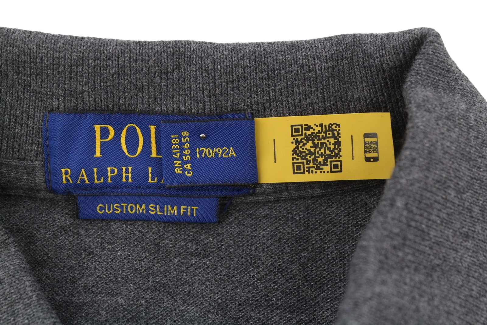 RALPH LAUREN Custom Slim Fit Men Polo S Dark Grey Melange Cotton Sleeve