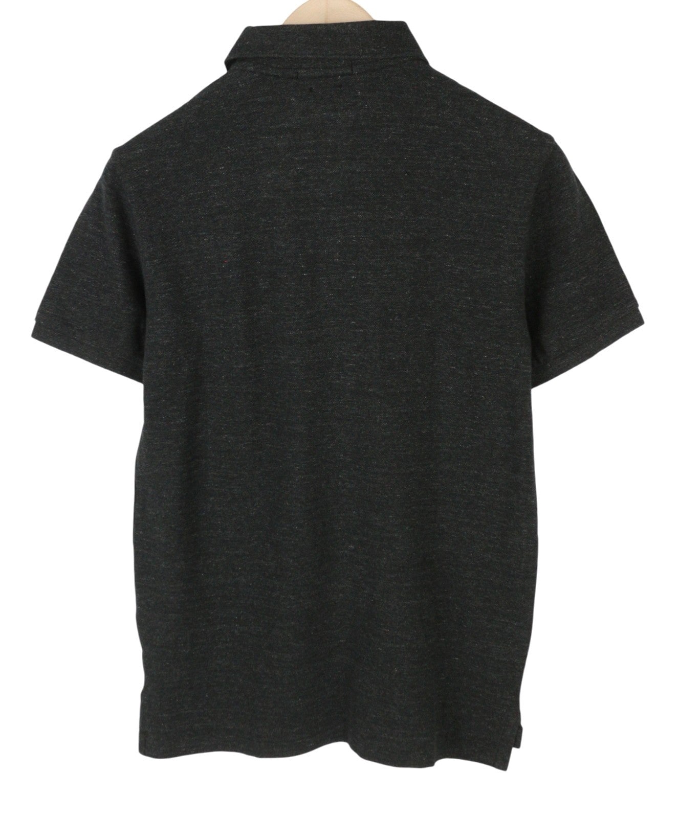 RALPH LAUREN Custom Slim Fit Men Polo S Black Melange Cotton Short Sleeve