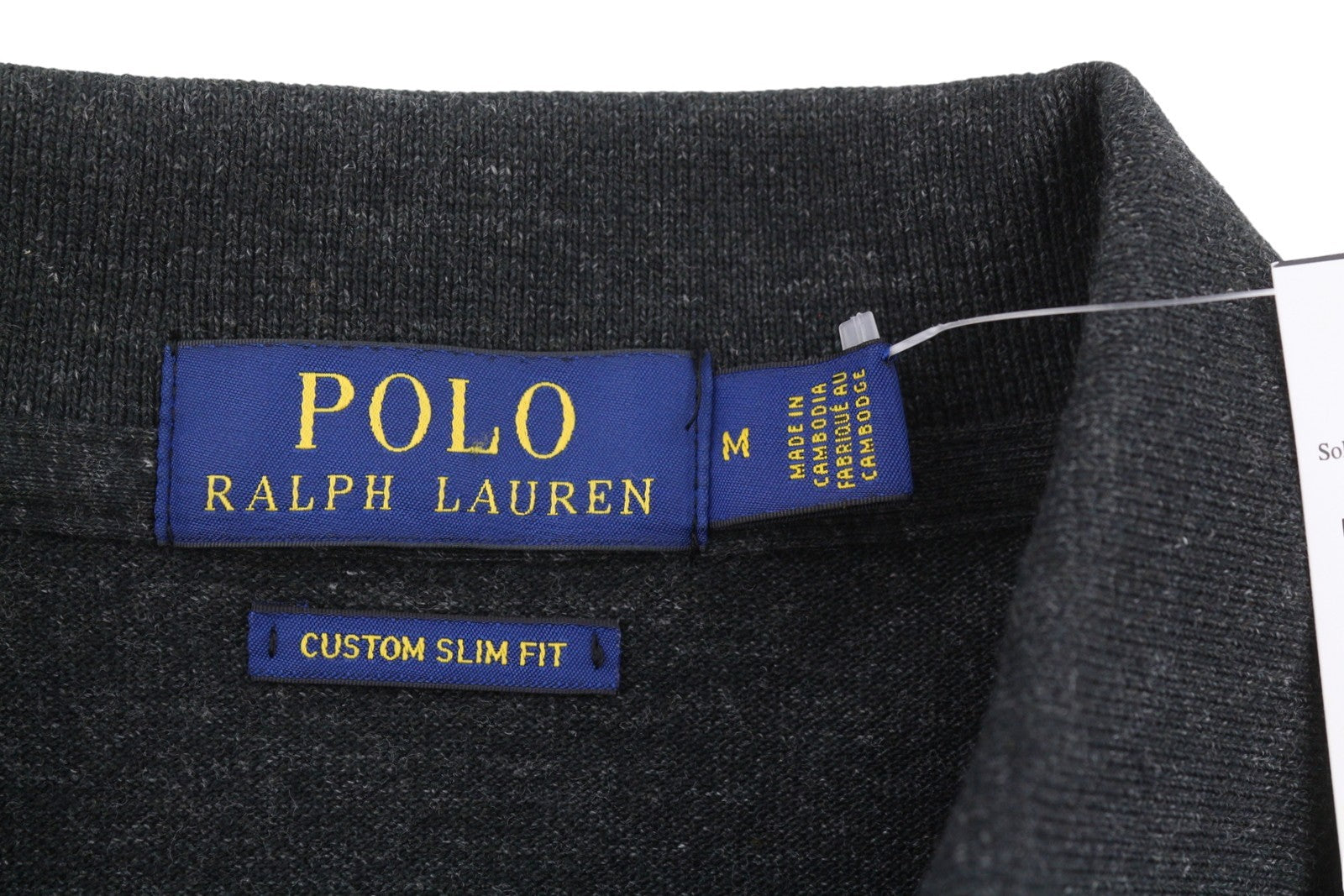 RALPH LAUREN Custom Slim Fit Men Polo M Black Melange Cotton Short Sleeve