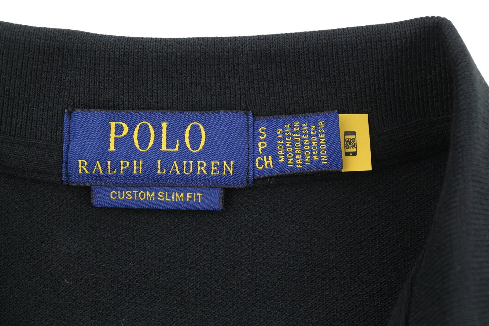 RALPH LAUREN Custom Slim Fit Men Polo S Black Cotton Logo Short Sleeve