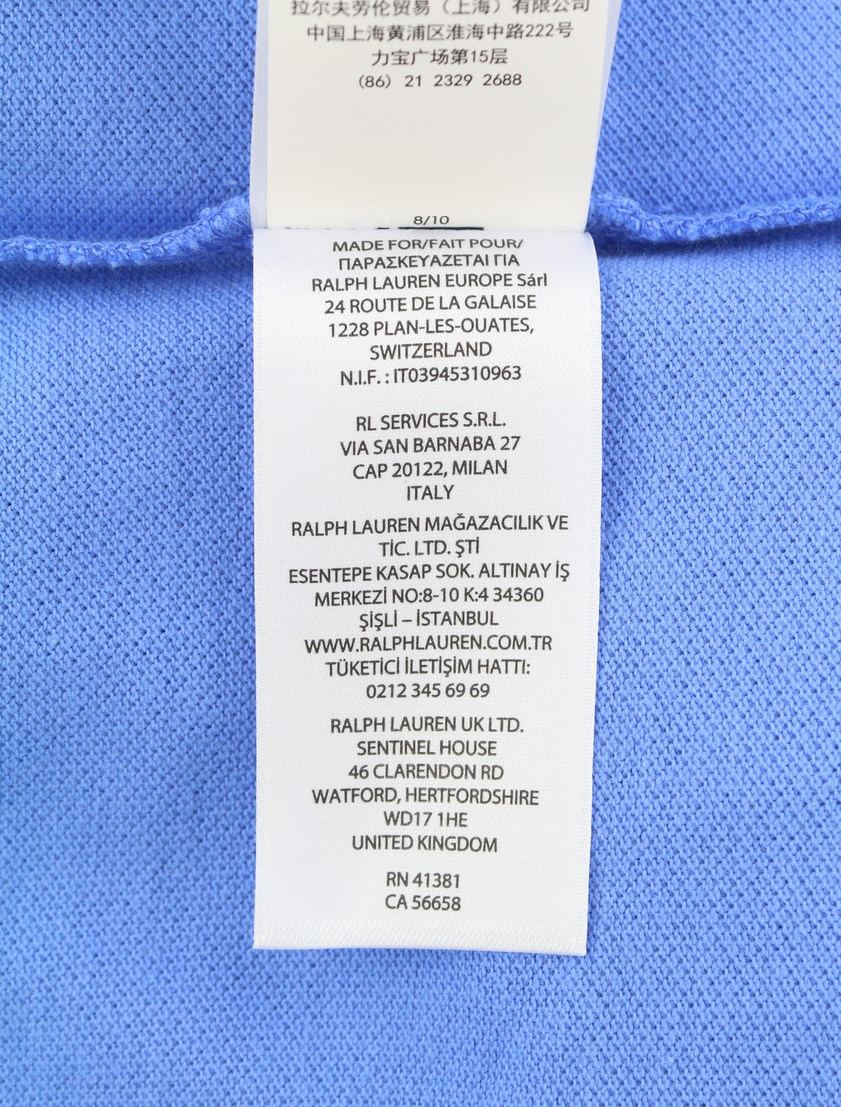 RALPH LAUREN Custom Slim Fit Men Polo L Blue Cotton Logo Short Sleeve