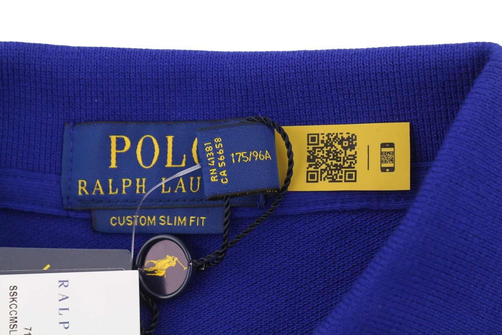 RALPH LAUREN Custom Slim Fit Men Polo M Mid Blue Cotton Logo Short Sleeve