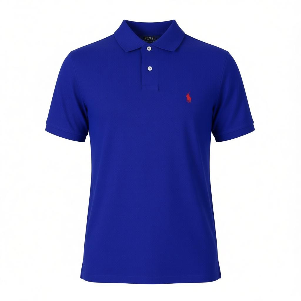 RALPH LAUREN Custom Slim Fit Men Polo S Mid Blue Cotton Logo Short Sleeve