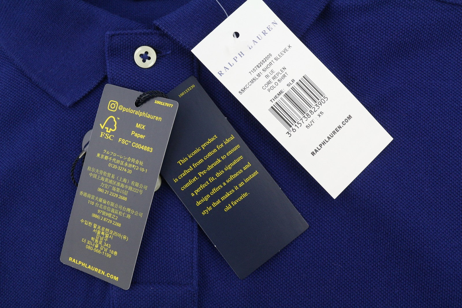 RALPH LAUREN Custom Slim Fit Men Polo XS Dark Cotton Logo Short Sleeve