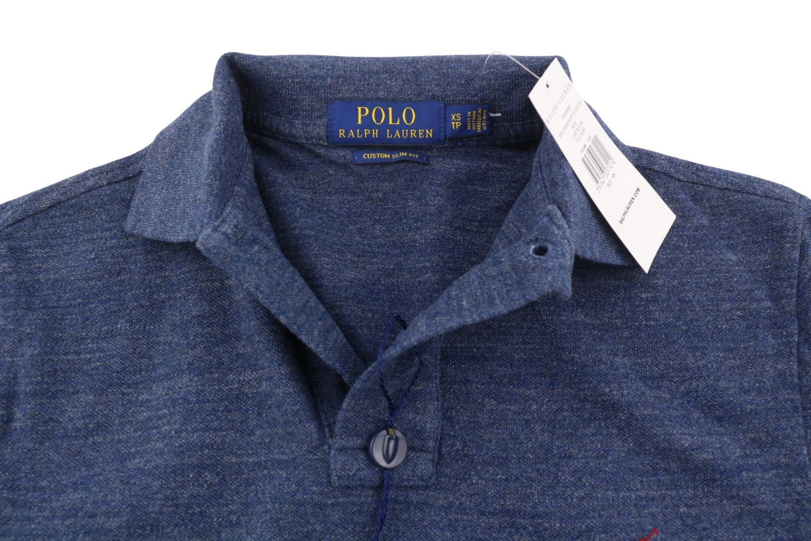 RALPH LAUREN Custom Slim Fit Men Polo XS Melange Cotton Logo Short Sleeve