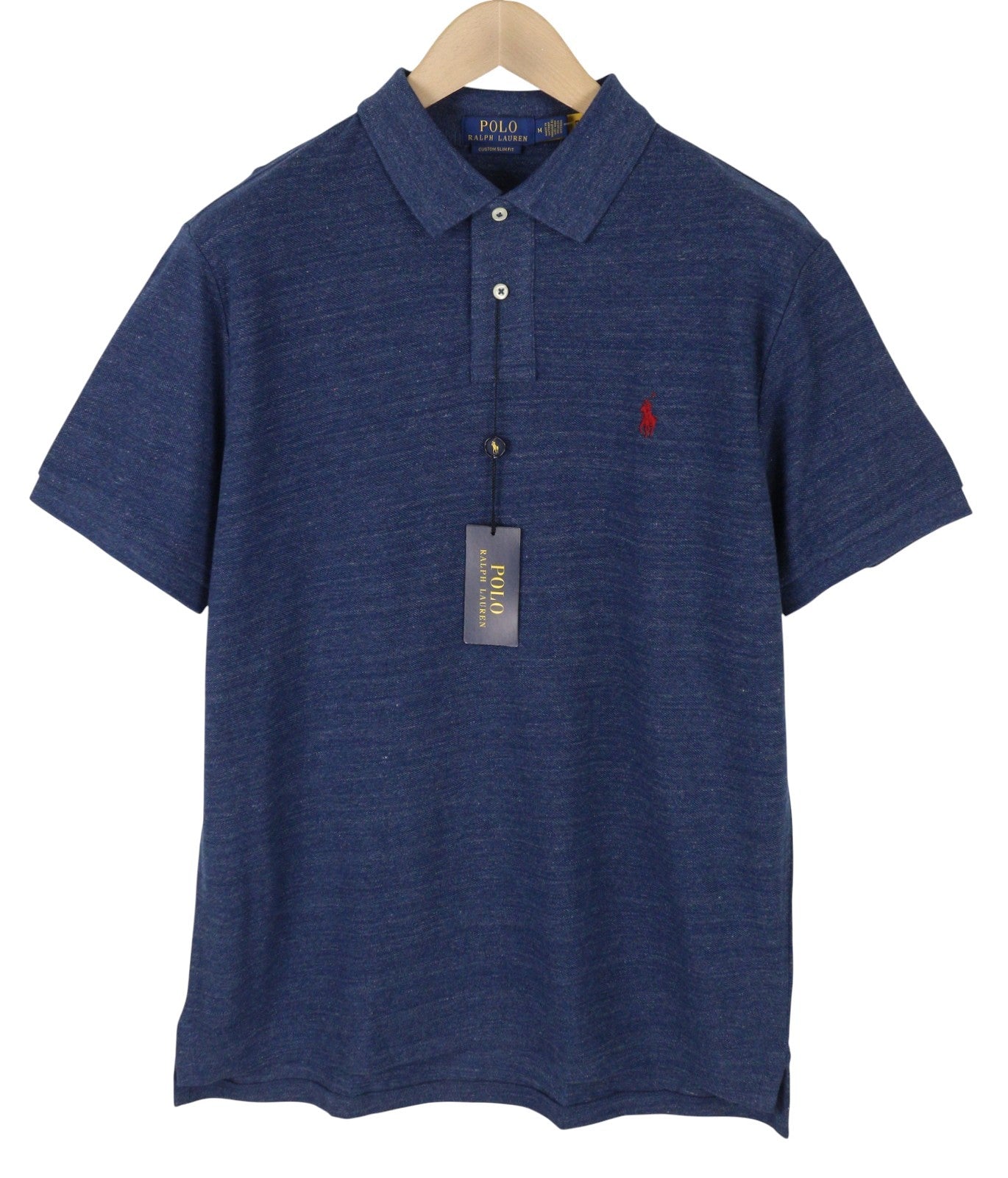 RALPH LAUREN Custom Slim Fit Men Polo XS Melange Cotton Logo Short Sleeve