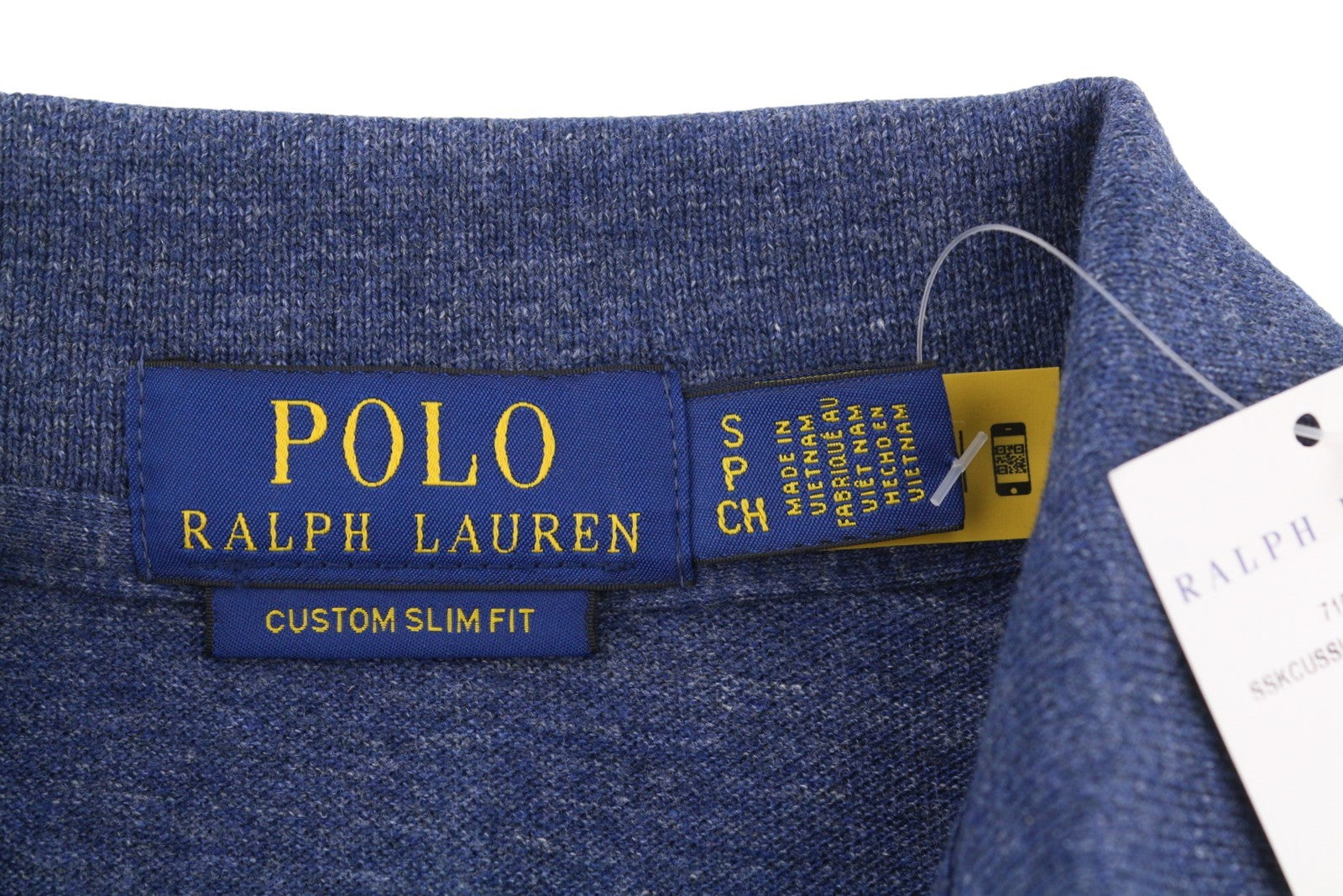 RALPH LAUREN Custom Slim Fit Men Polo S Melange Cotton Logo Short Sleeve