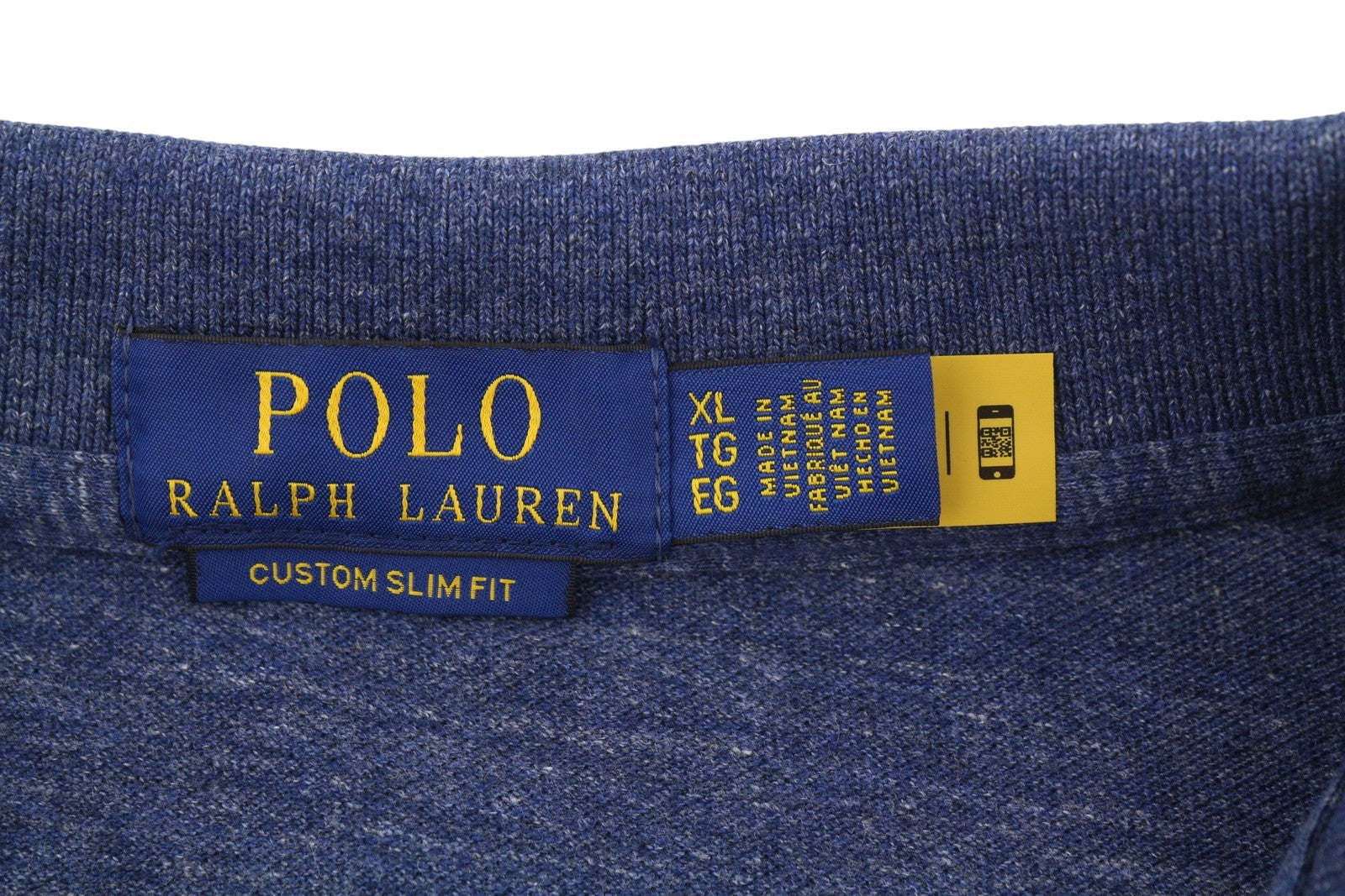 RALPH LAUREN Custom Slim Fit Men Polos XL Melange Logo Detail Short Sleeve