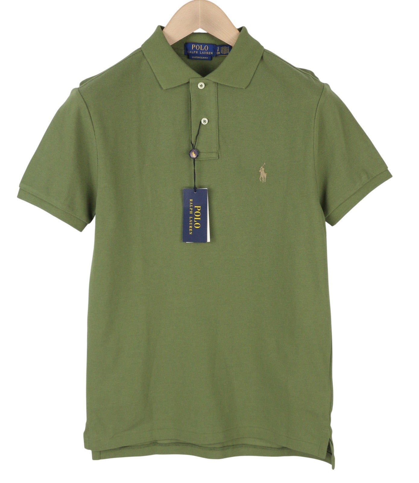 RALPH LAUREN Custom Slim Fit Men Polos 2XL Green Pony Logo Short Sleeve