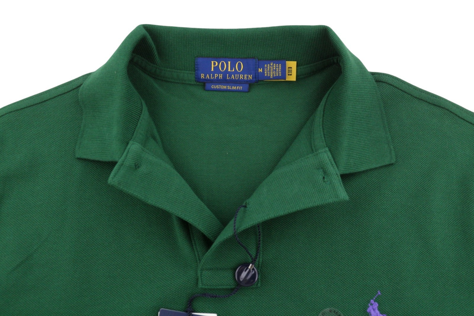 RALPH LAUREN Custom Slim Fit Men Polos M Green Pony Logo Short Sleeve