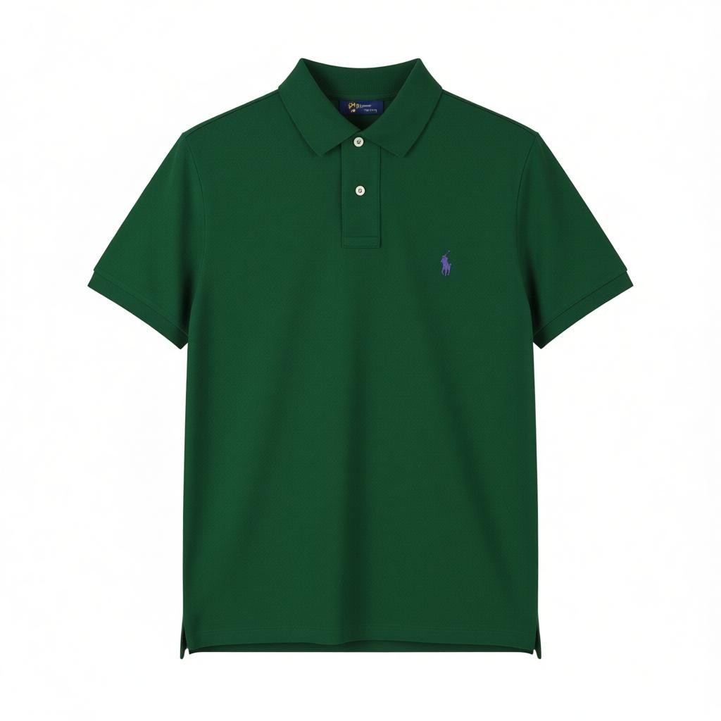 RALPH LAUREN Slim Fit Men Polos M Green Cotton Pony Logo Short Sleeve