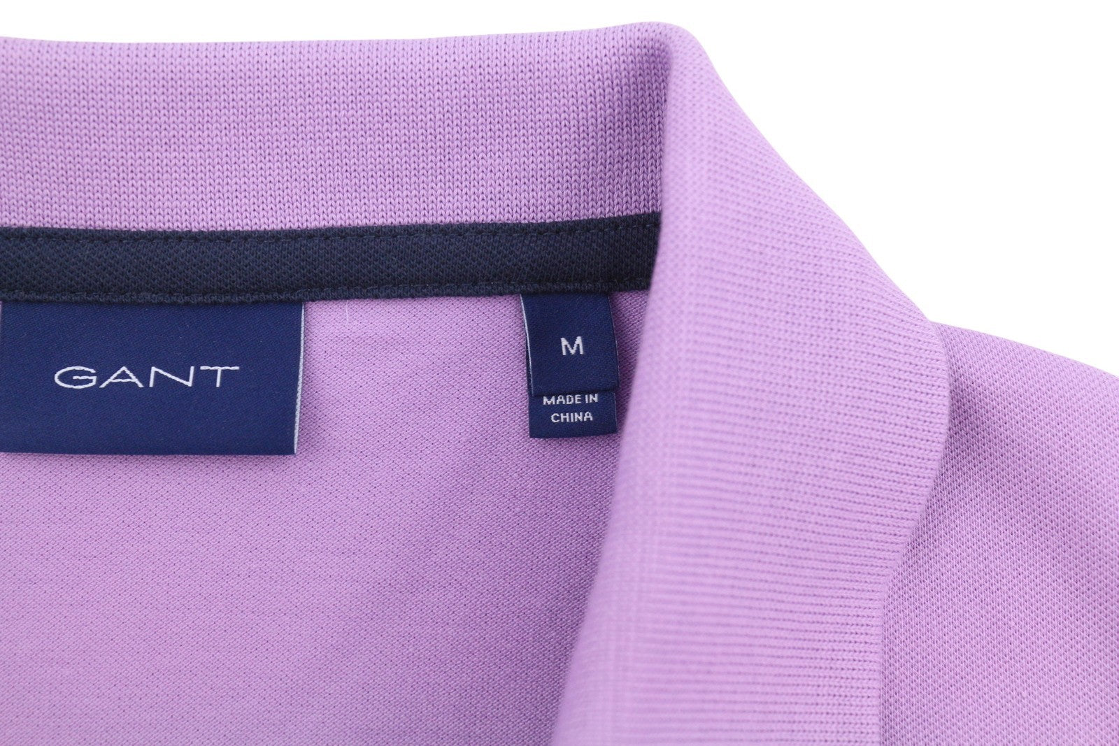 GANT Contrast Collar Pique SS Rugger Men T-Shirt M Lilac Polo Logo