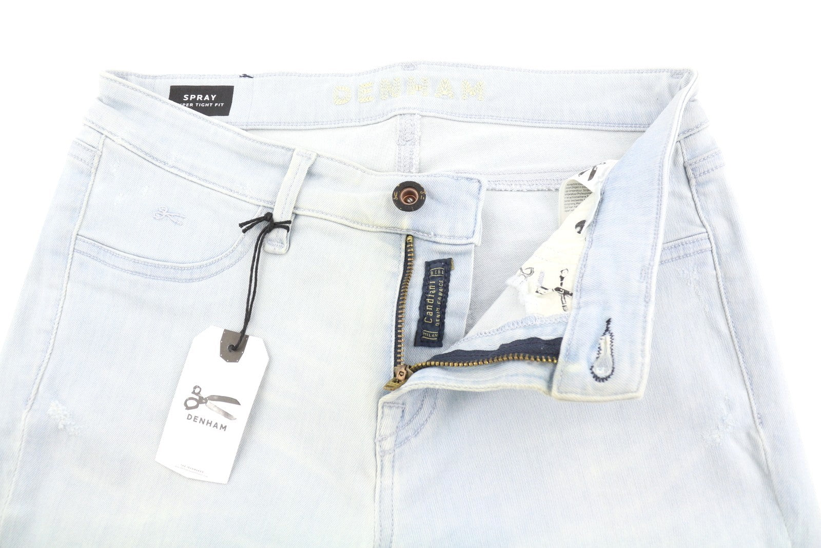 DENHAM Spray Women Jeans W26/L32 Blue Faded Stretch Distressed Skinny Fit