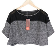 SWEATY BETTY Contemporary Women T-Shirt L Grey Stretch Cropped Short Sleeved