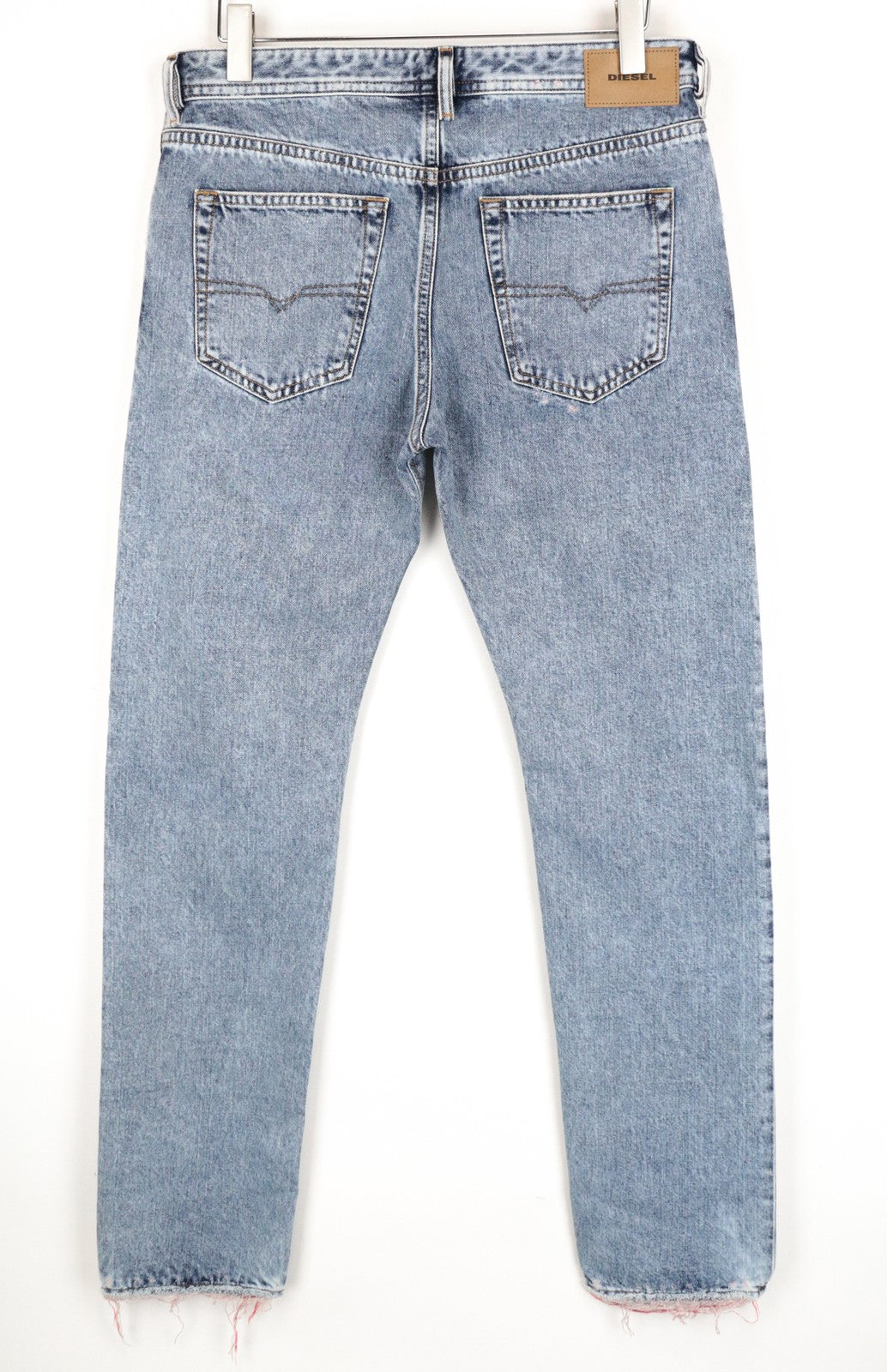 DIESEL Buster 084WL Men Jeans W33/L32 Regular Slim Tapered Light Blue Distressed
