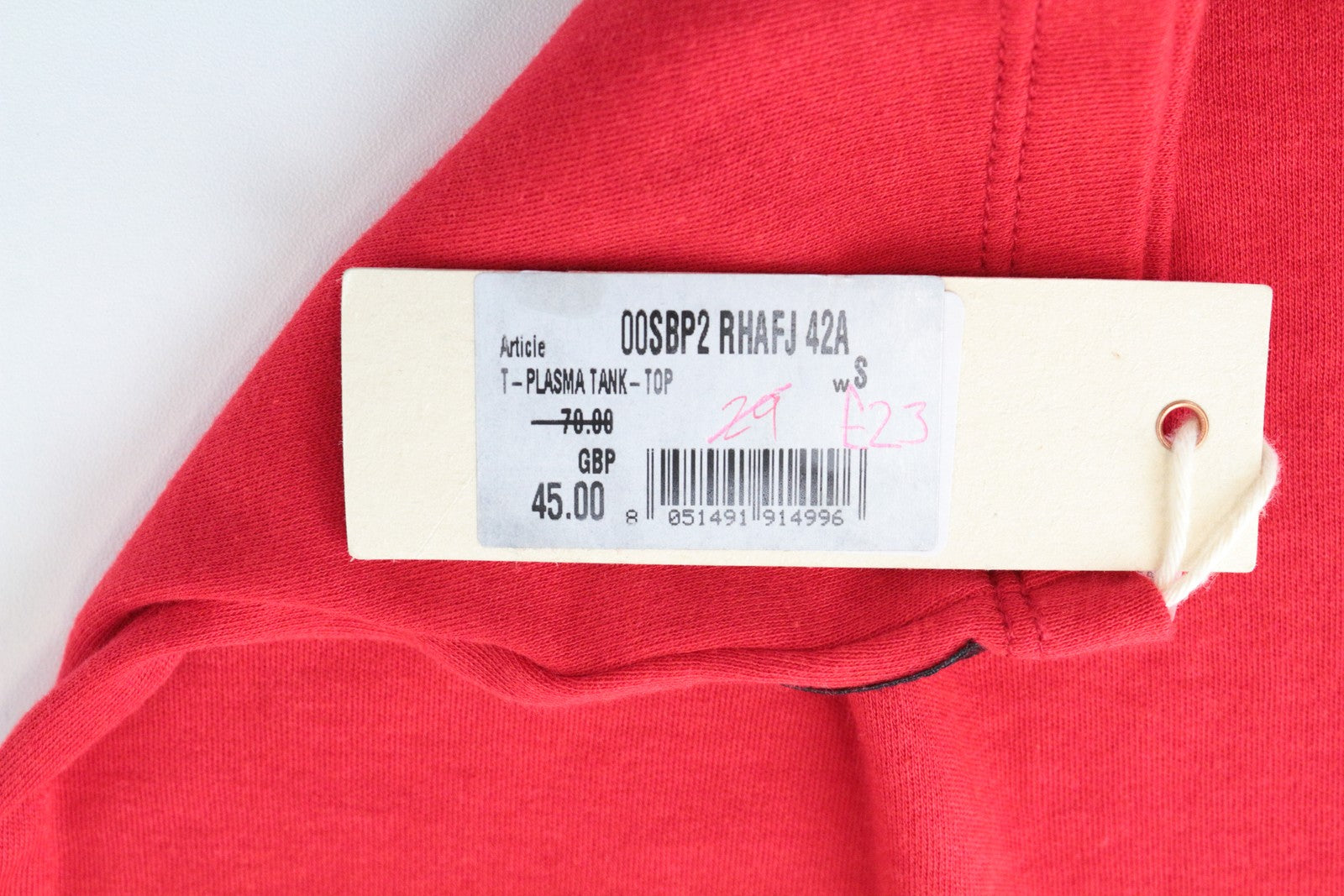 DIESEL T-Plasma Women Top S Red Mesh Cotton Breathable Stretch Lightweight