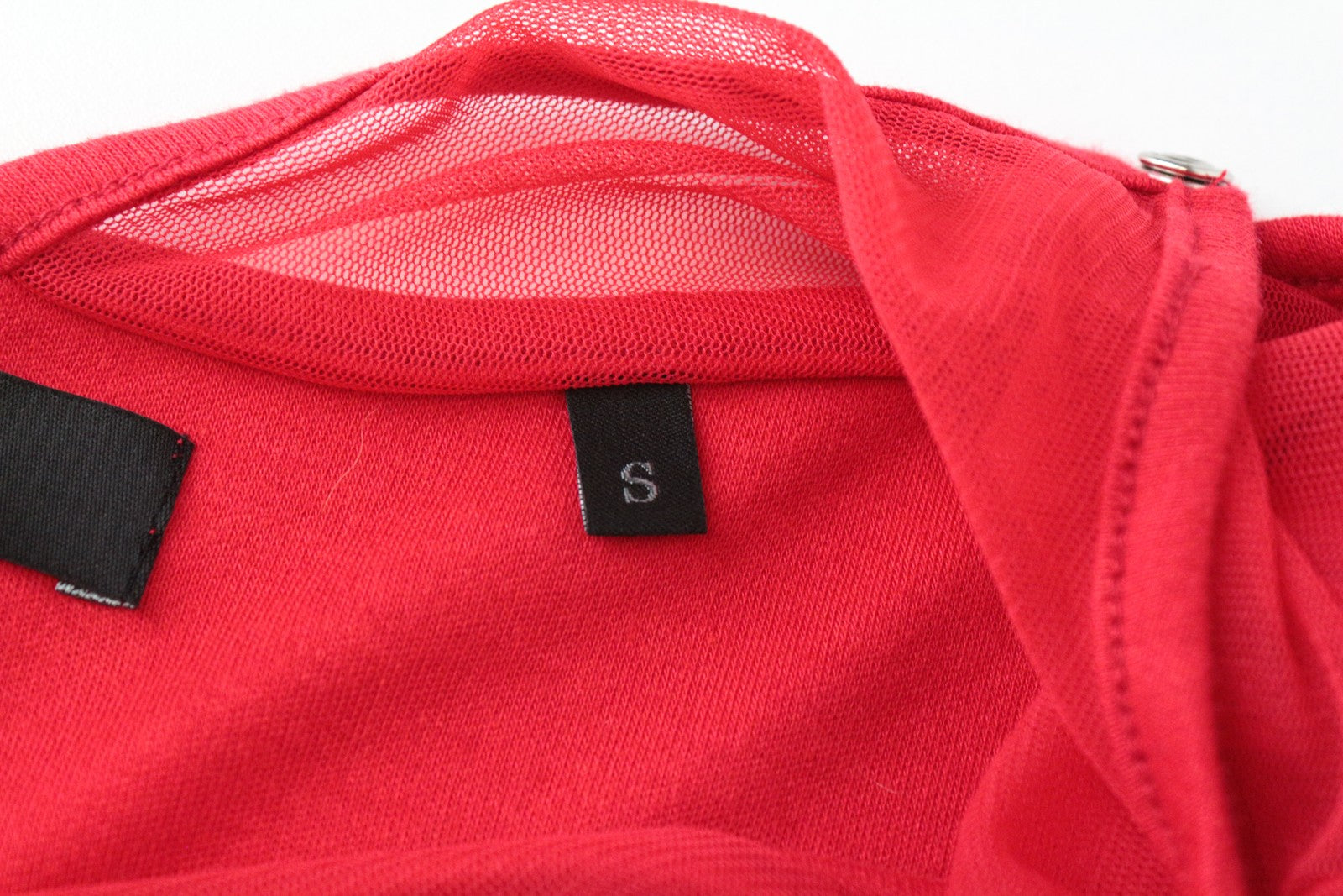 DIESEL T-Plasma Women Top S Red Mesh Cotton Breathable Stretch Lightweight