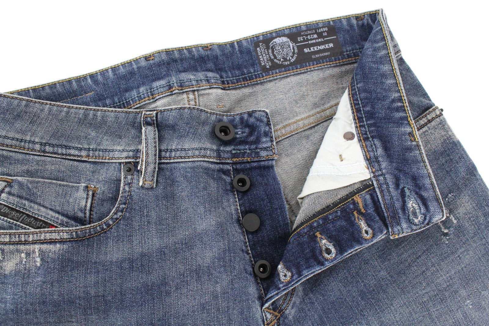 DIESEL Sleenker 069FI Men Jeans W29/L32 Slim Skinny Cotton Stretch Blue 5-Pocket