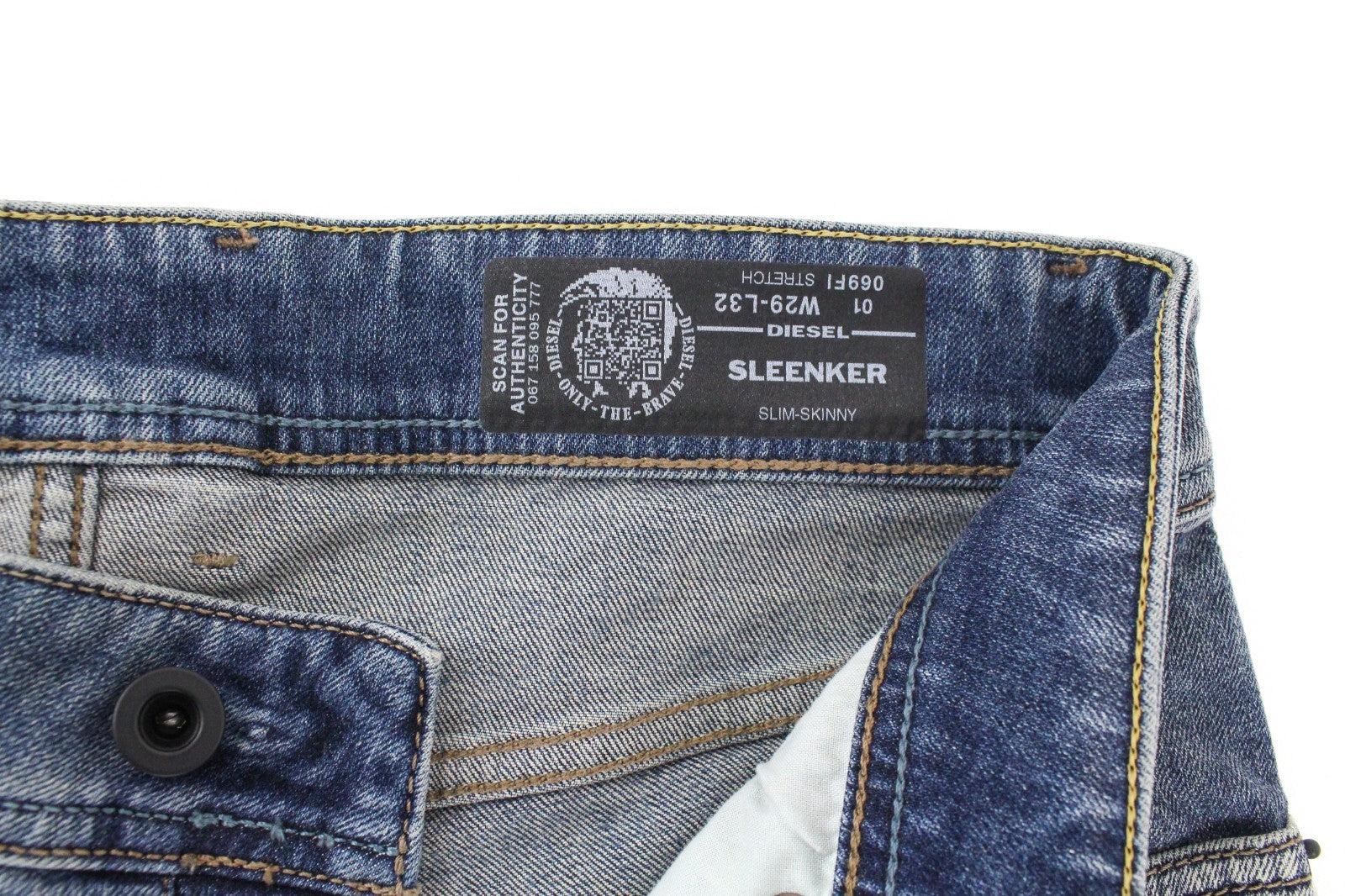 DIESEL Sleenker 069FI Men Jeans W29/L32 Slim Skinny Cotton Stretch Blue 5-Pocket