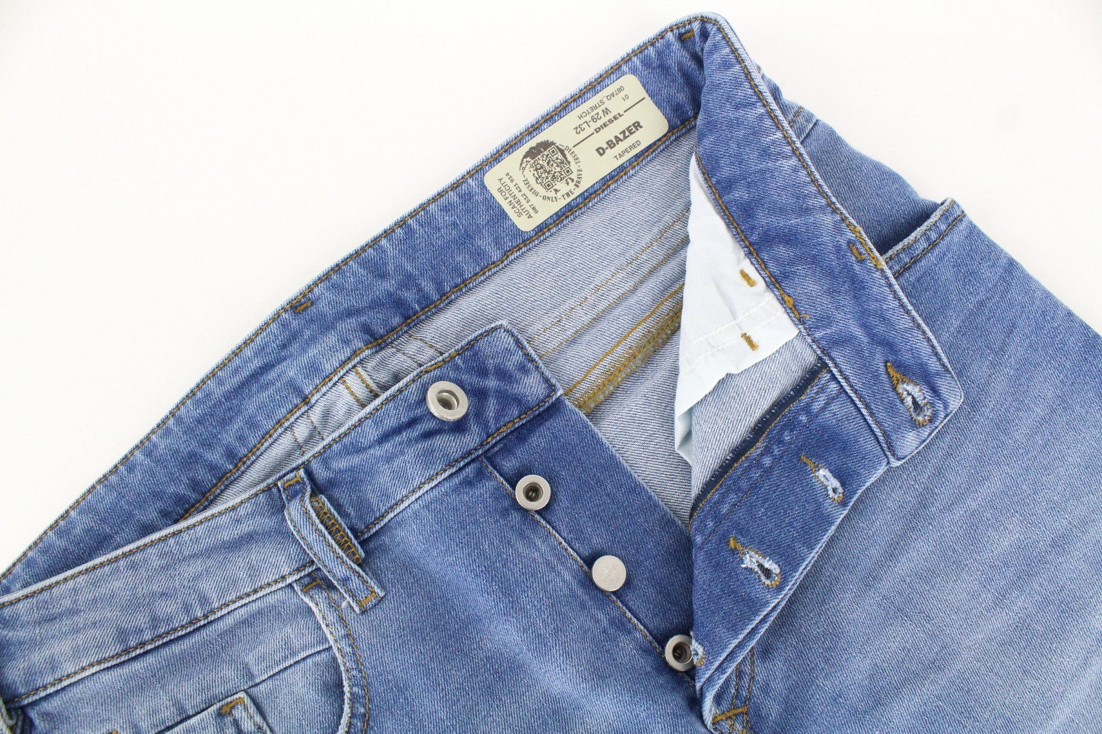 DIESEL D-Bazer 087AQ Men Jeans W29/L32 Tapered Fit Cotton Stretch Washed Blue