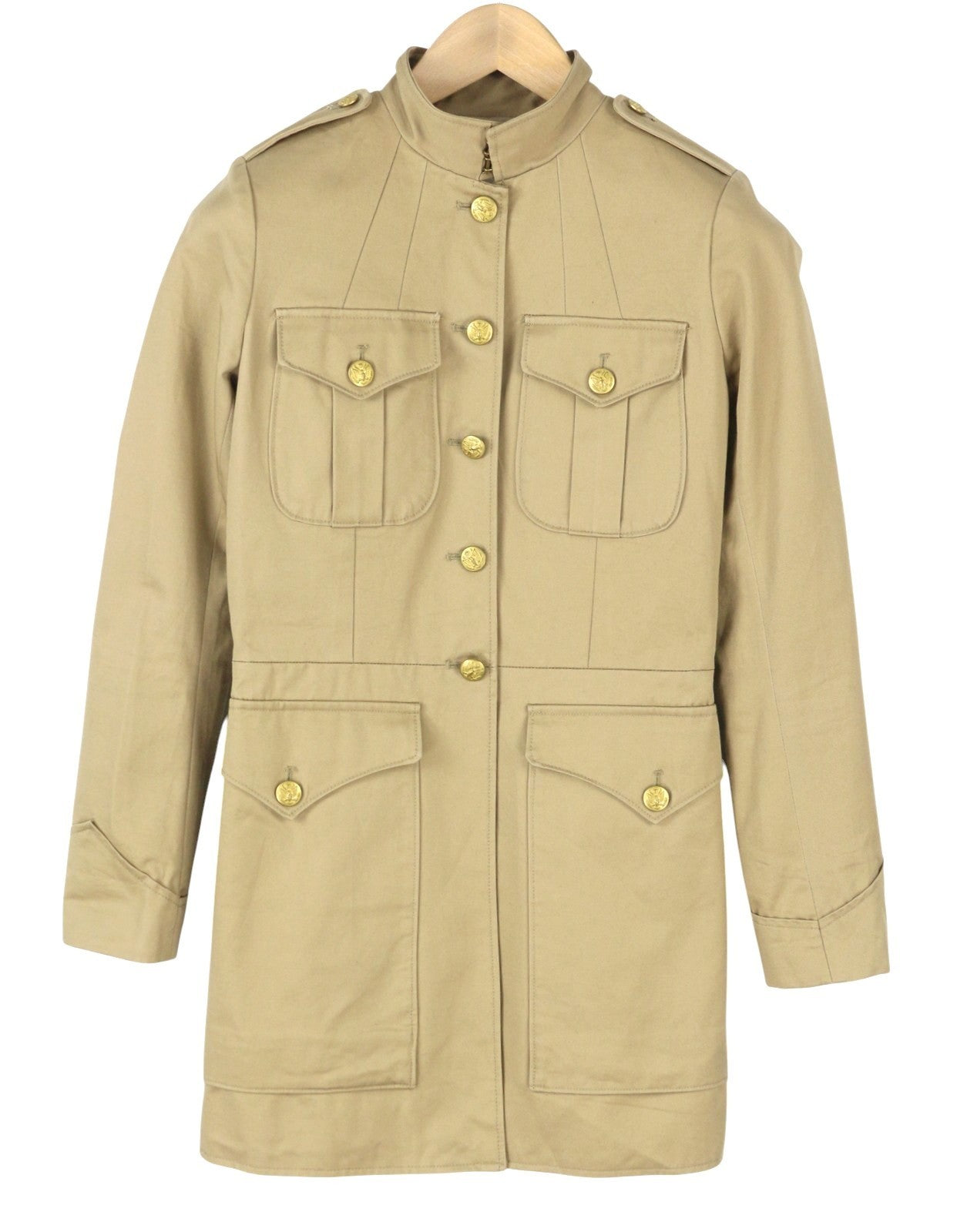 RALPH LAUREN Denim&Supply Women Coat S Vintage Beige Military Patch Pockets