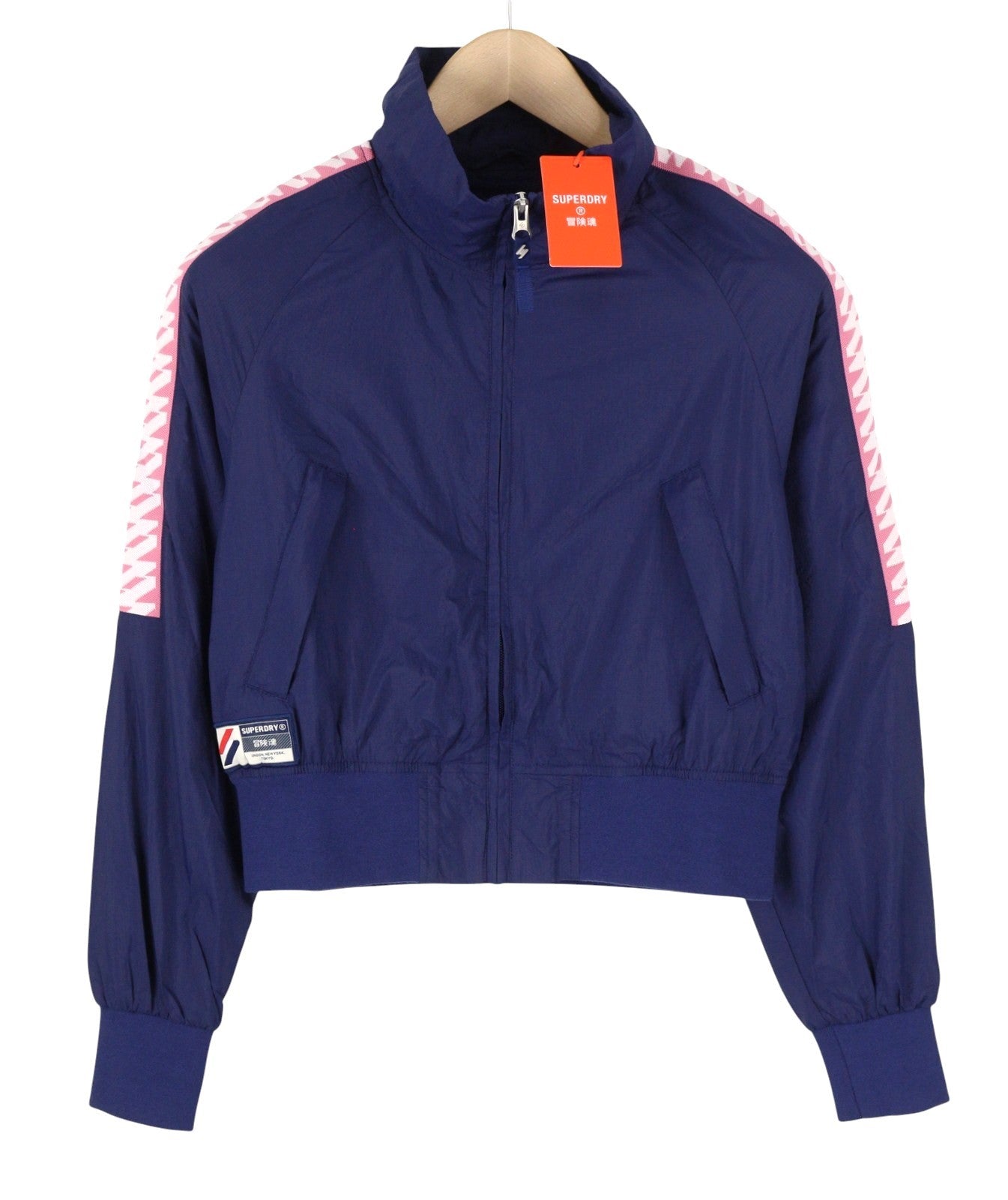 SUPERDRY Non Hooded Track Wind Runner Women Jacket M Blue Light High Neck